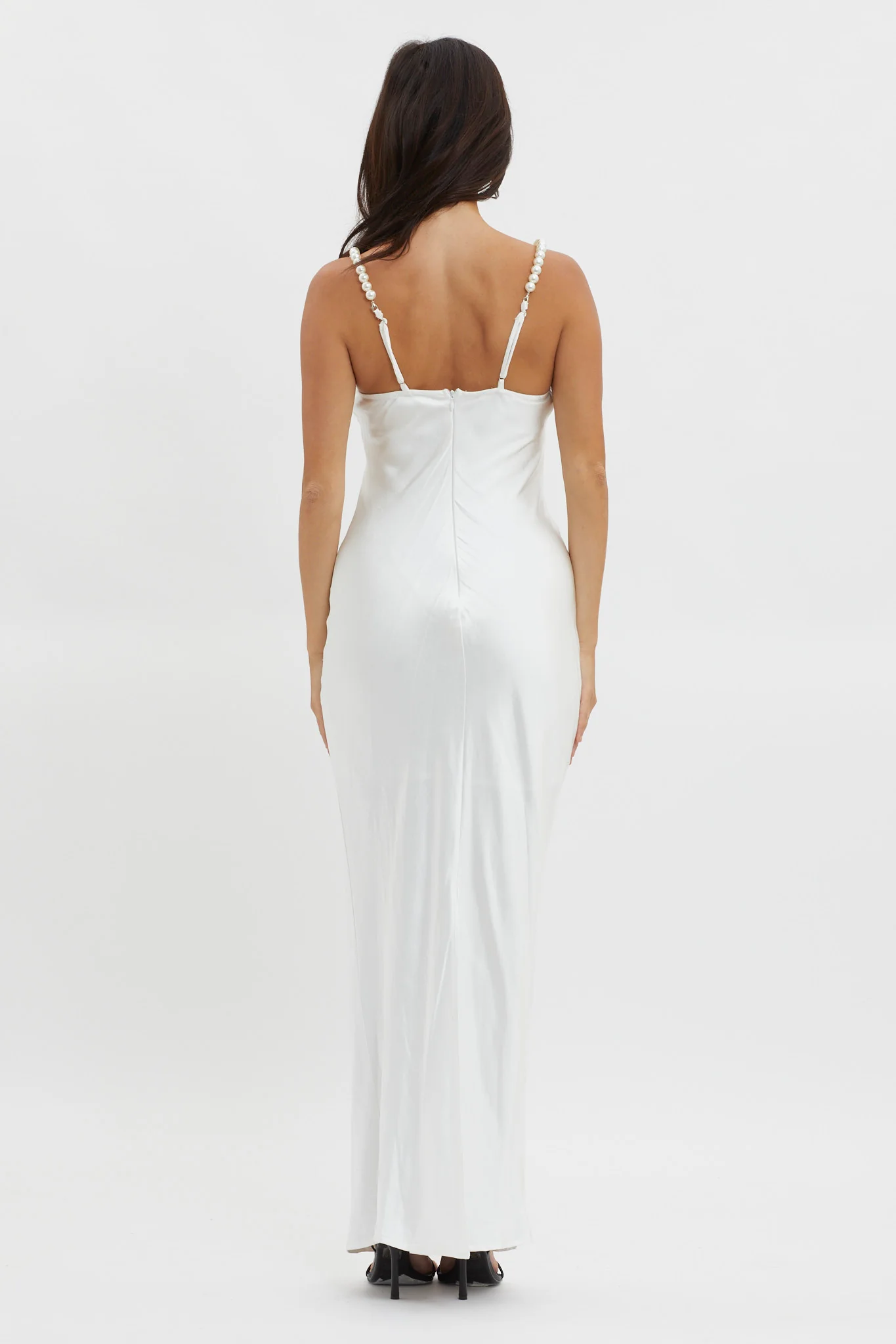 Saving Grace Pearl Strap Maxi Dress Oyster