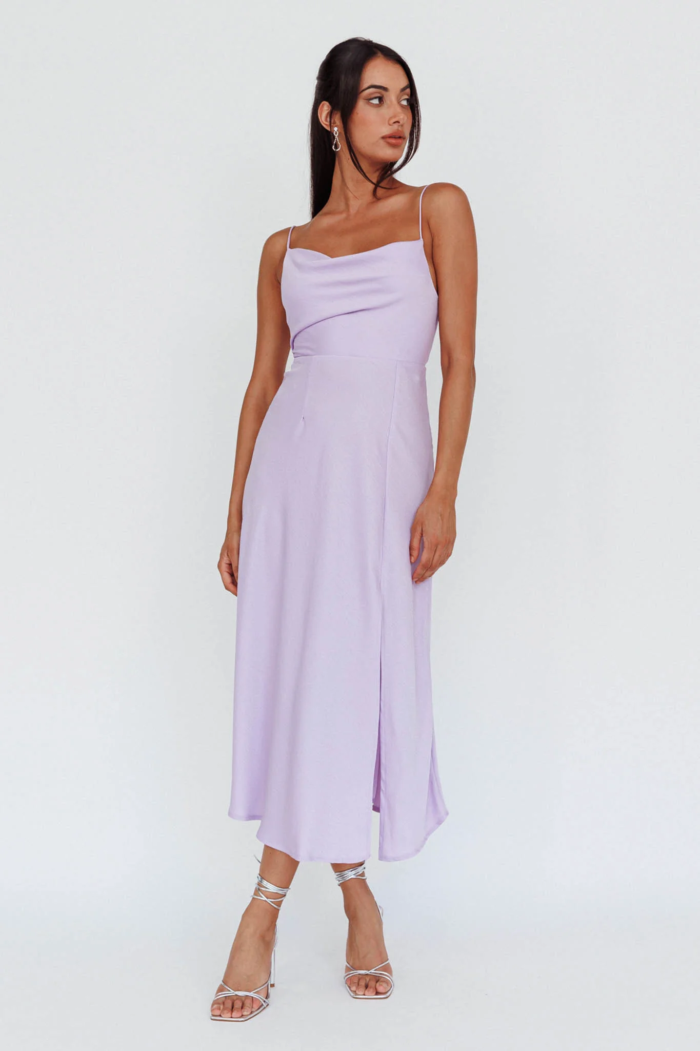 Suki Front Split Midi Dress Lilac