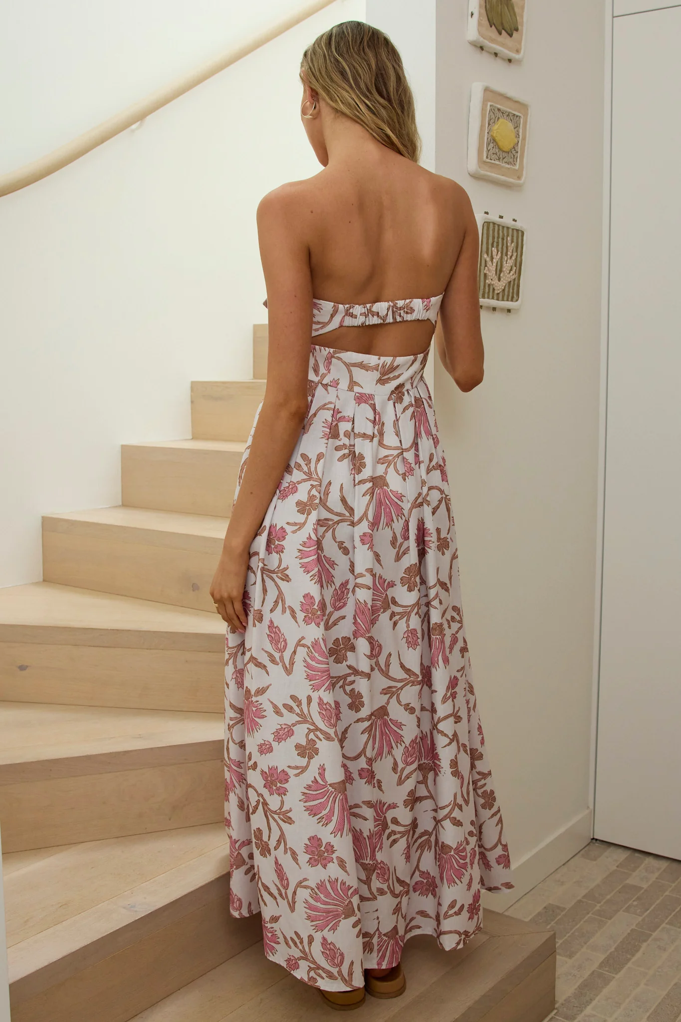 Summer Field Bow Bust Maxi Dress Floral Beige