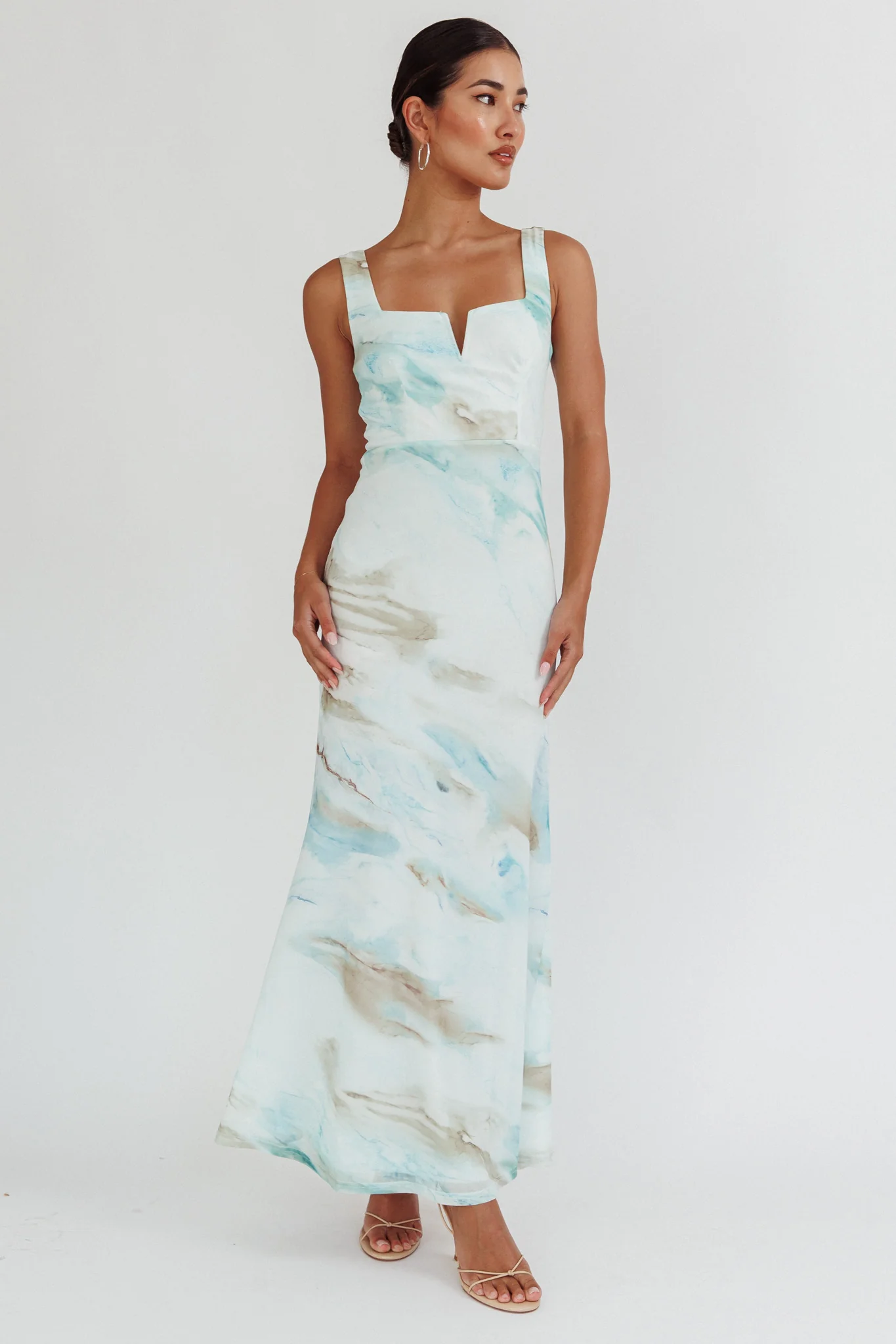 Jovelle Strappy Back Maxi Dress Marble Blue