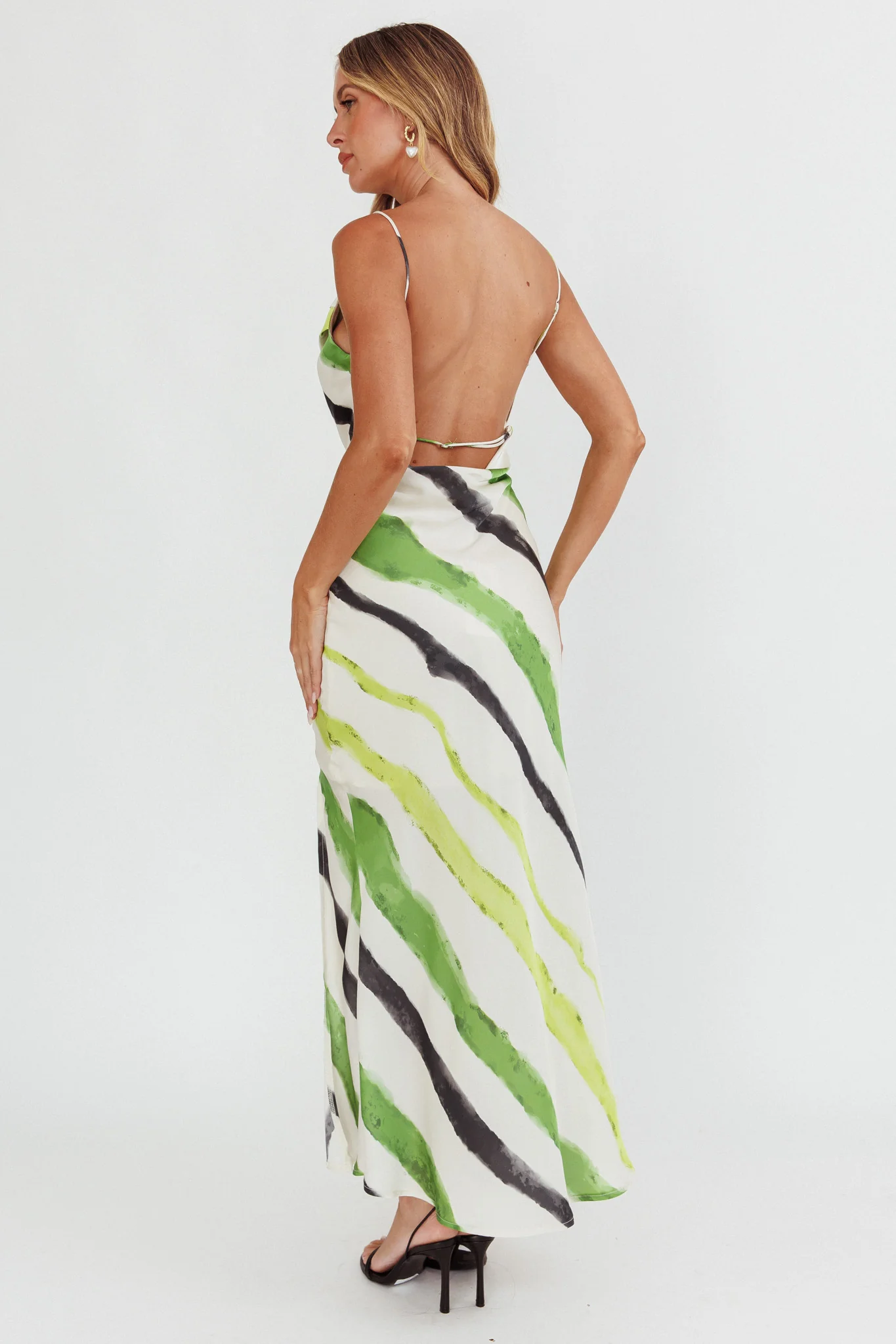 Blondine Cowl Bust Split Maxi Dress Green