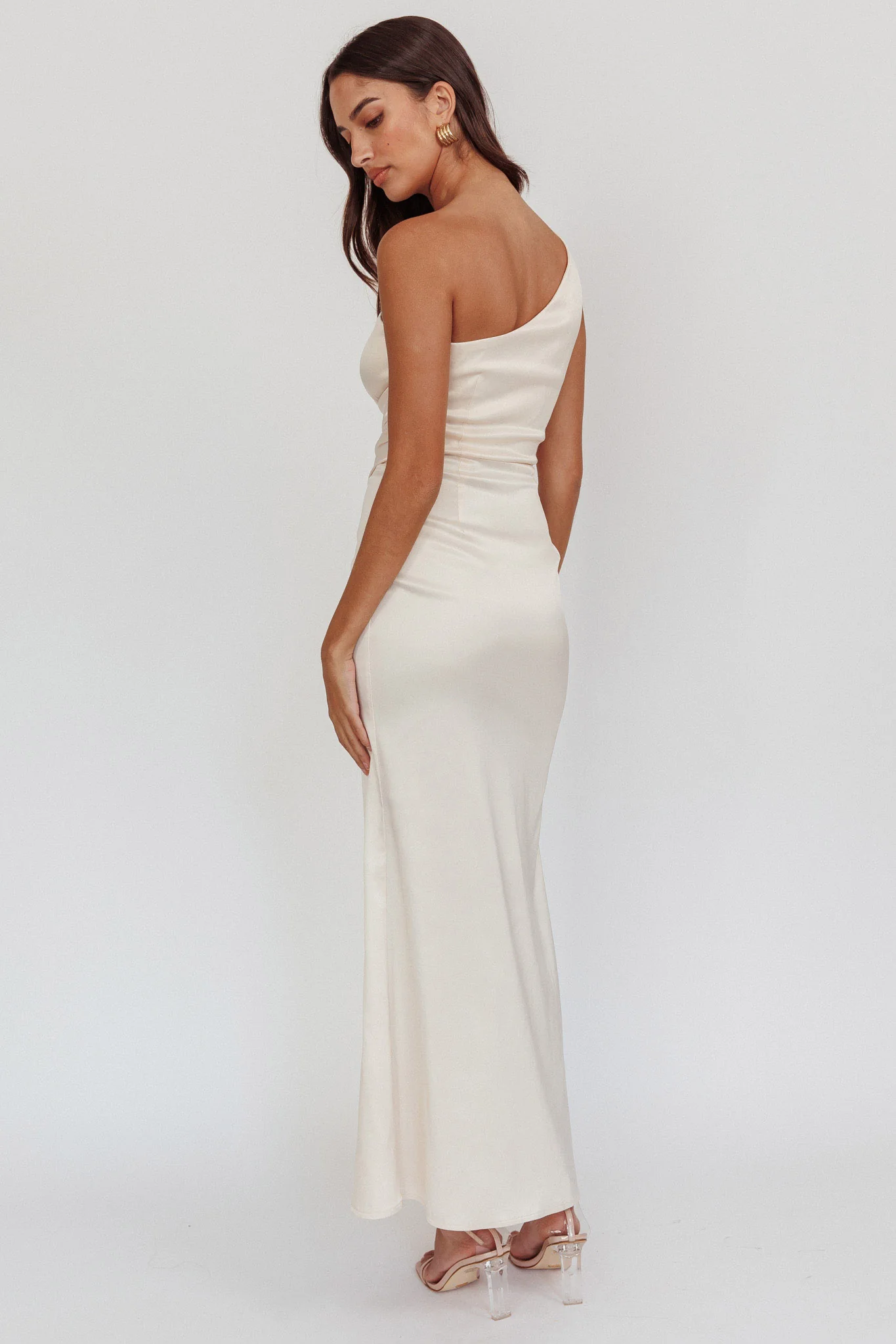 Taniesha One-Shoulder Gathered Maxi Dress Champagne