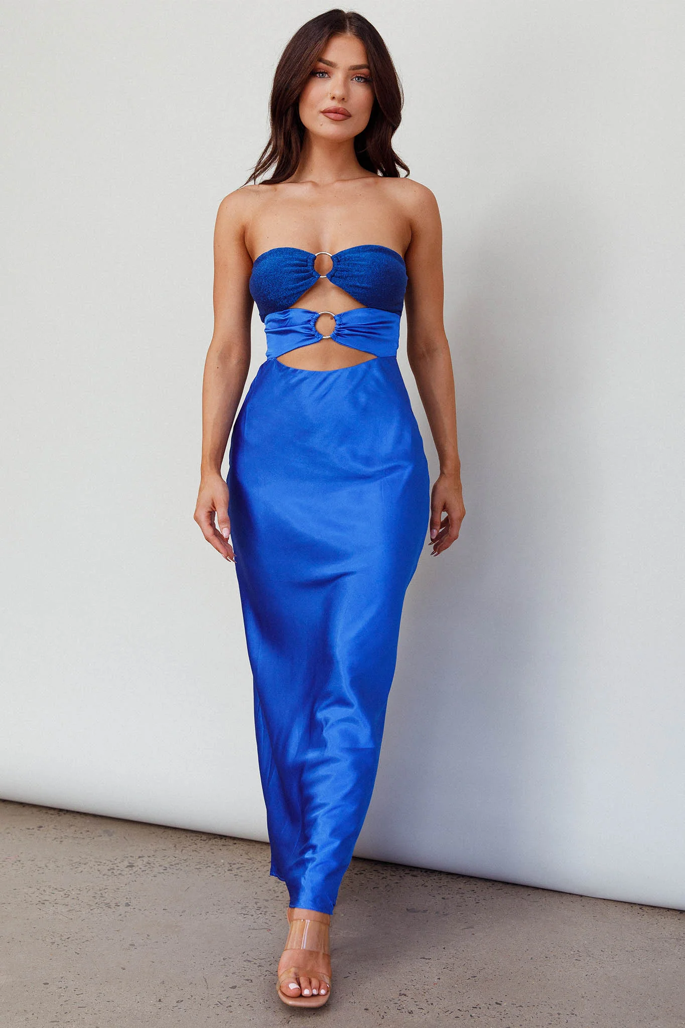 L'Amore Cut-Out Bodice Midi Dress Deep Blue