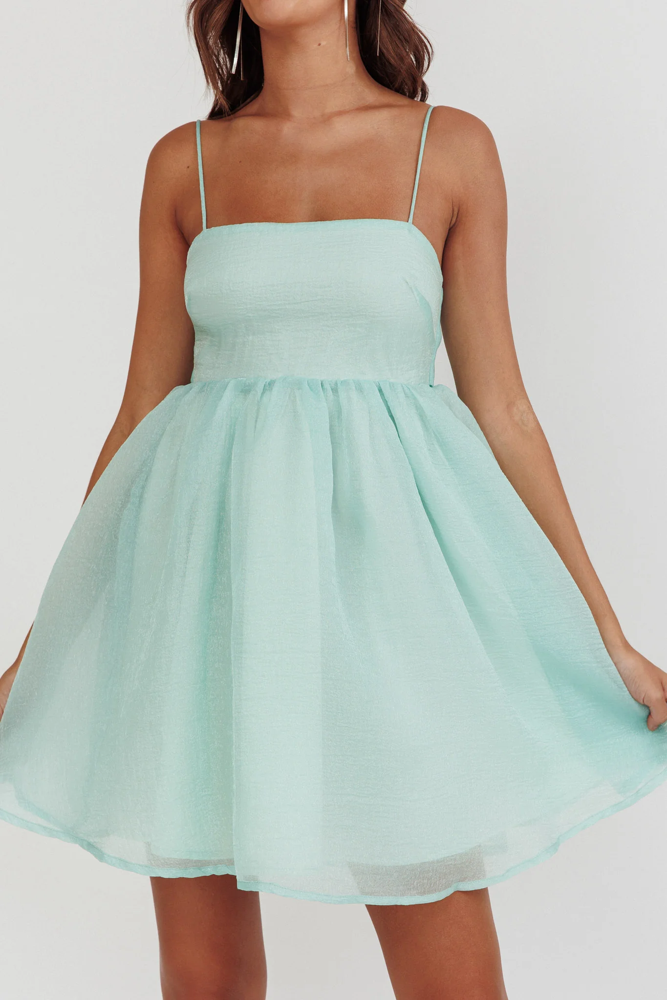 Diaz Bow Back Babydoll Mini Dress Sage