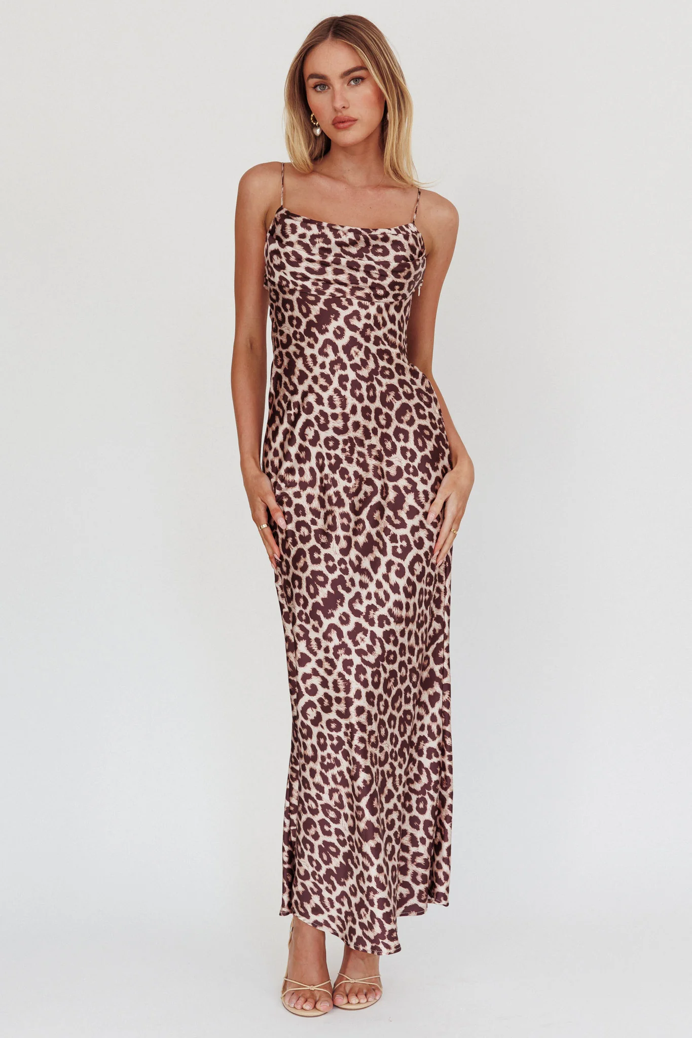 Well Versed Pleated Bust Maxi Dress Leopard