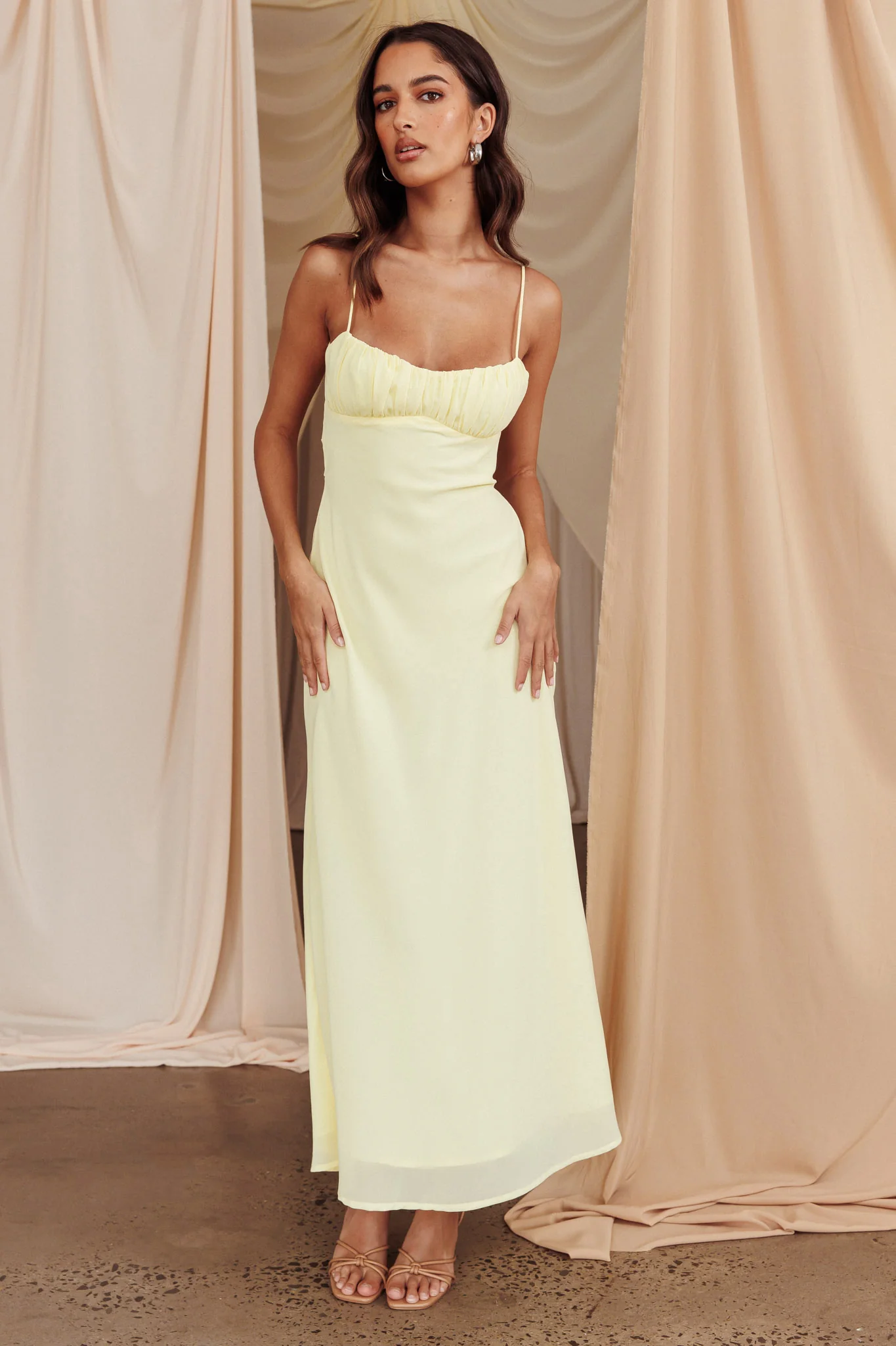 Nerida Twist Back Maxi Dress Lemon