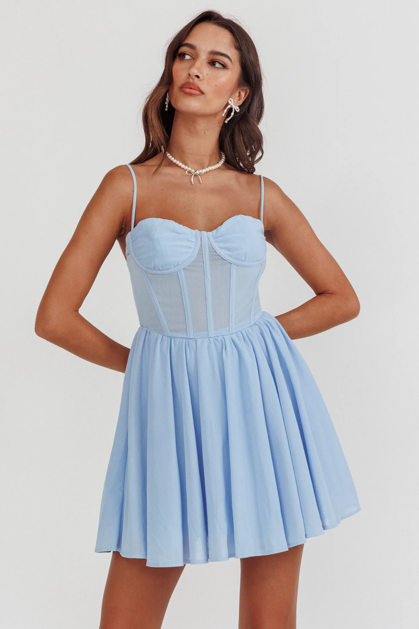 Lovers High Bustier Mini Dress Powder Blue