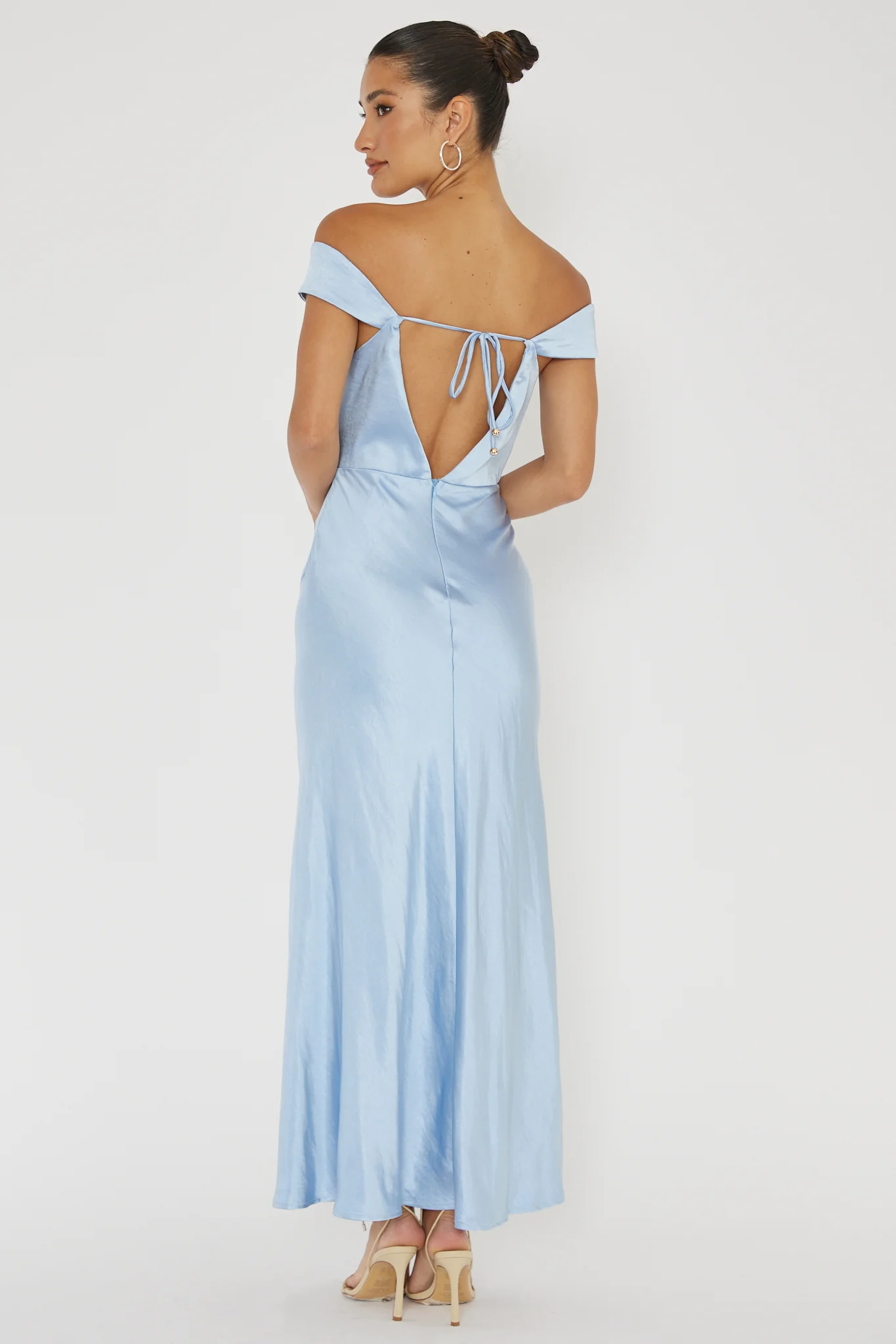 Lucinda Off-Shoulder V-Back Dress Blue