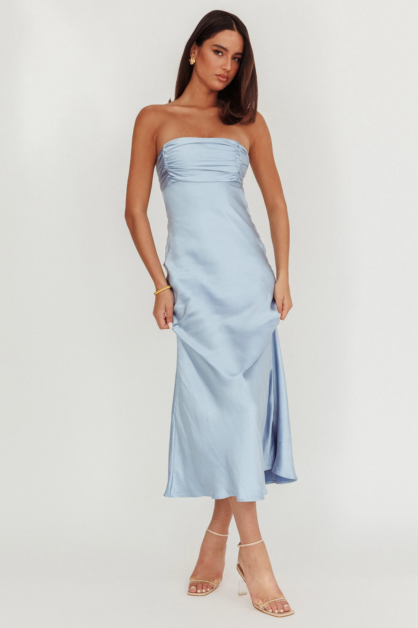 Moon Song Strapless Laced Back Dress Midnight Blue