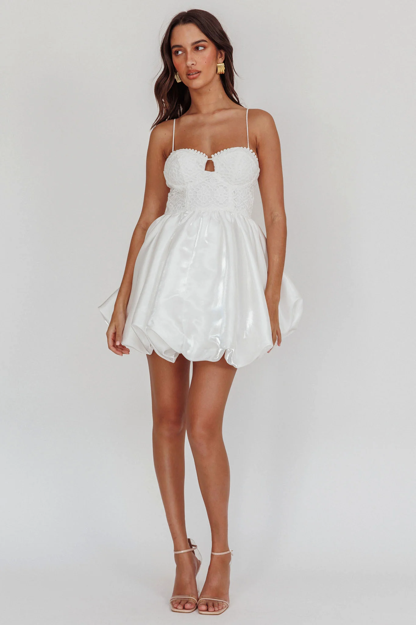 Lucia Bubble Skirt Mini Dress White