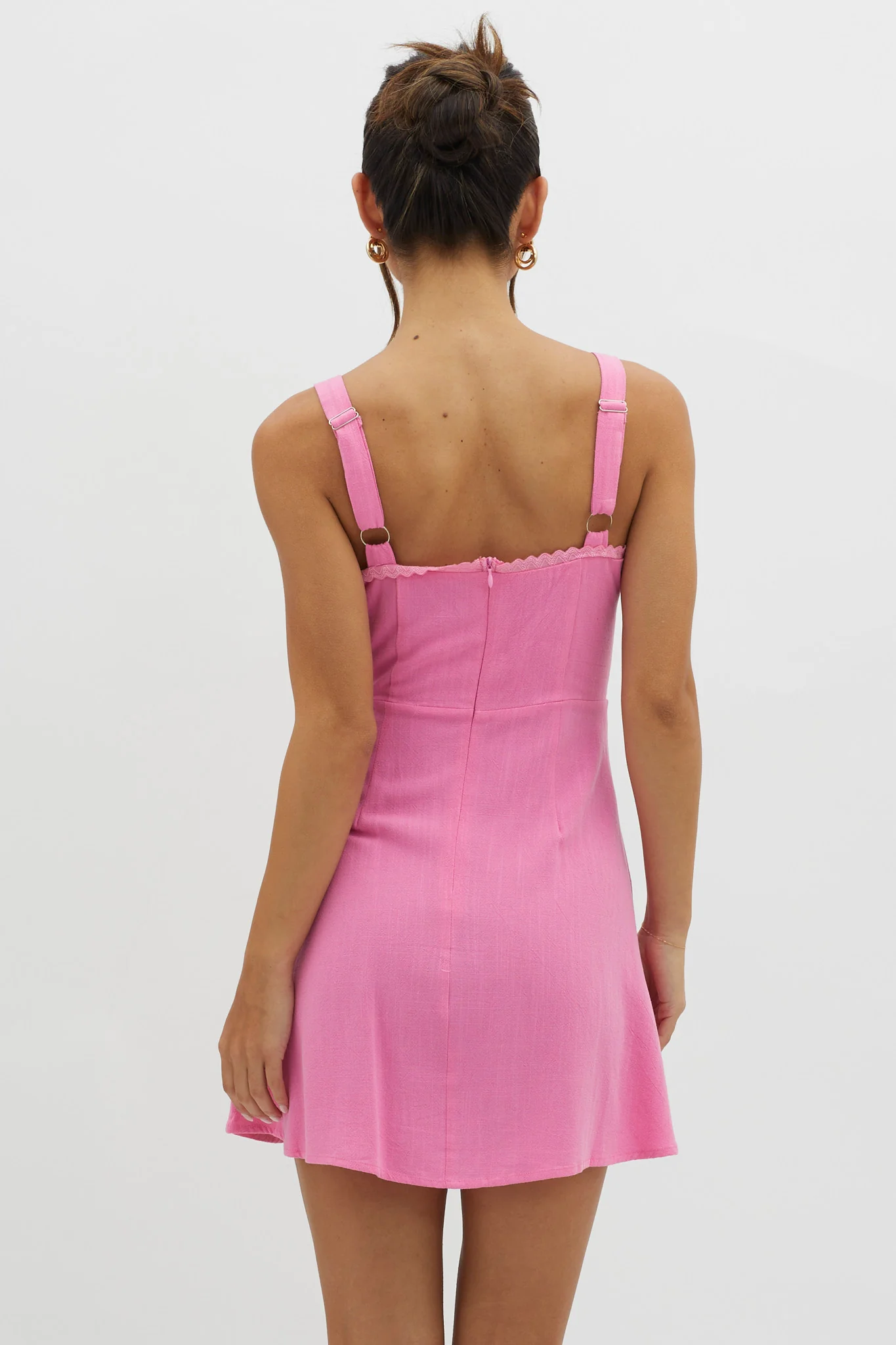Day Dreamer Pintuck Pleat Mini Dress Hot Pink