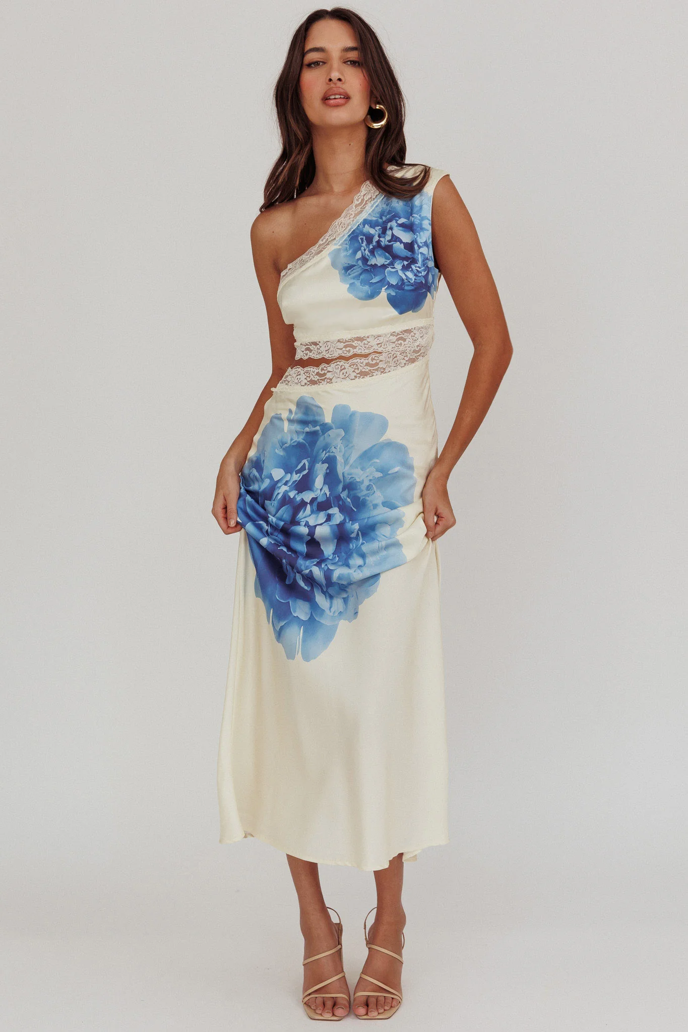 Mahli One-Shoulder Cut-Out Maxi Dress Ivory