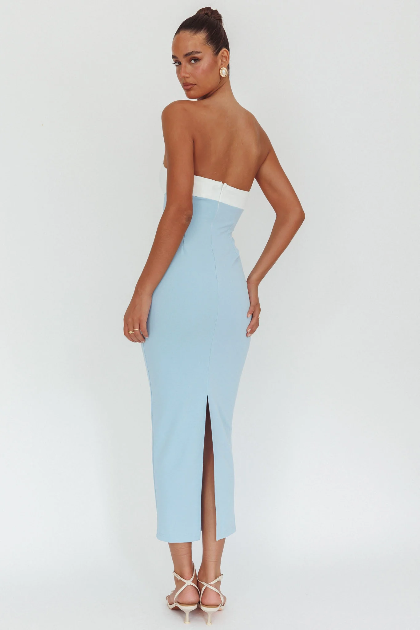 Regent Strapless Maxi Dress Contrast Blue