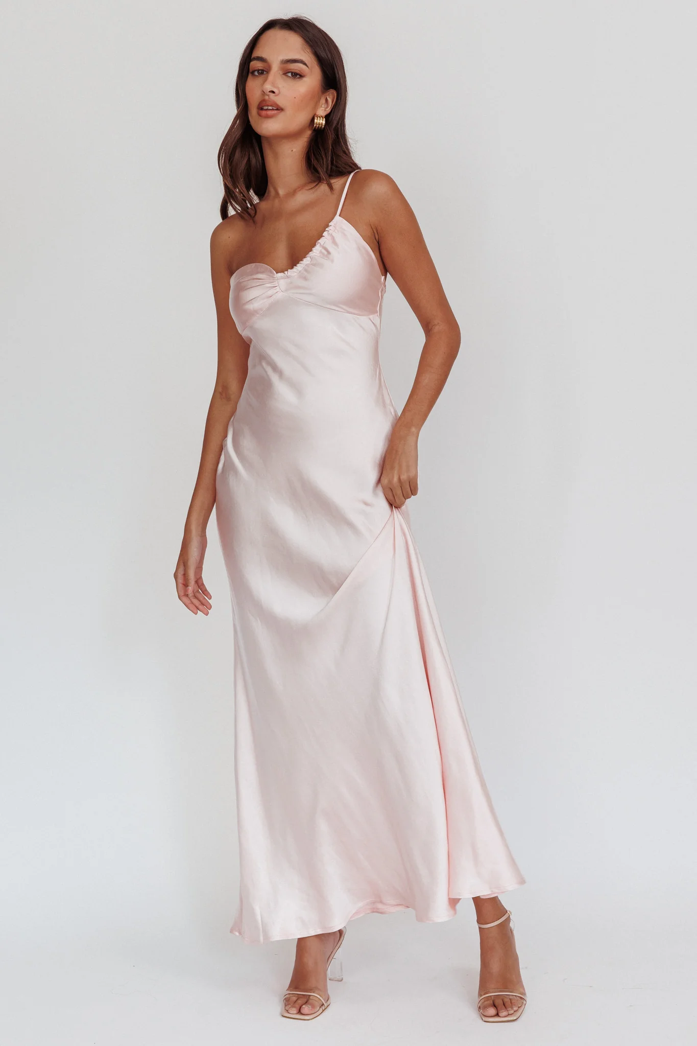 Twilight Tango One-Shoulder Maxi Dress Blush