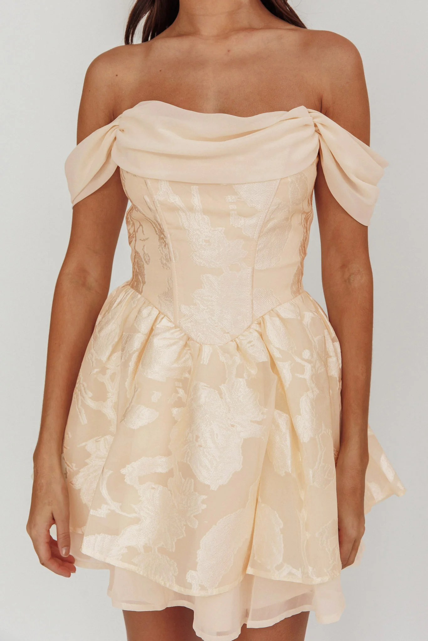 Lusting Off Shoulder Mini Dress Cream