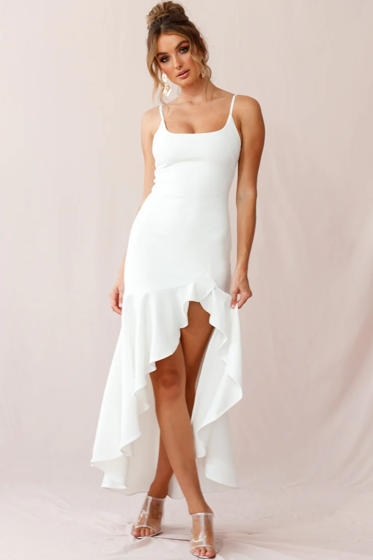 Emoji Asymmetrical Hemline Dress White