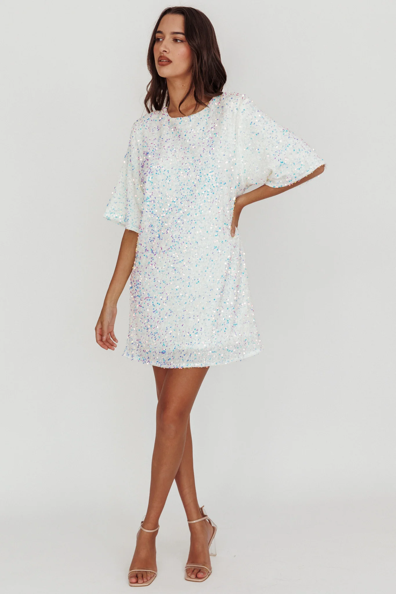 Miramar Backless Sequin Dress White