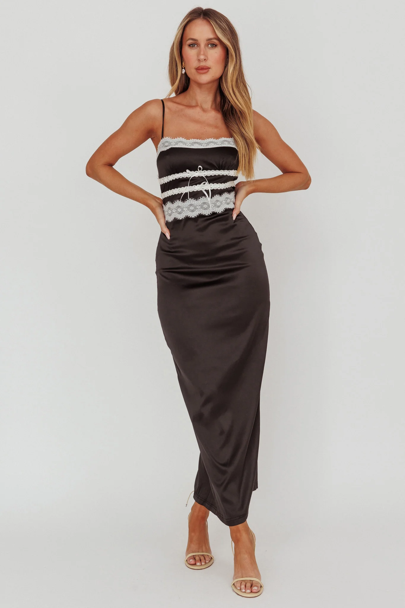 Kellan Lace Trim Maxi Dress Black