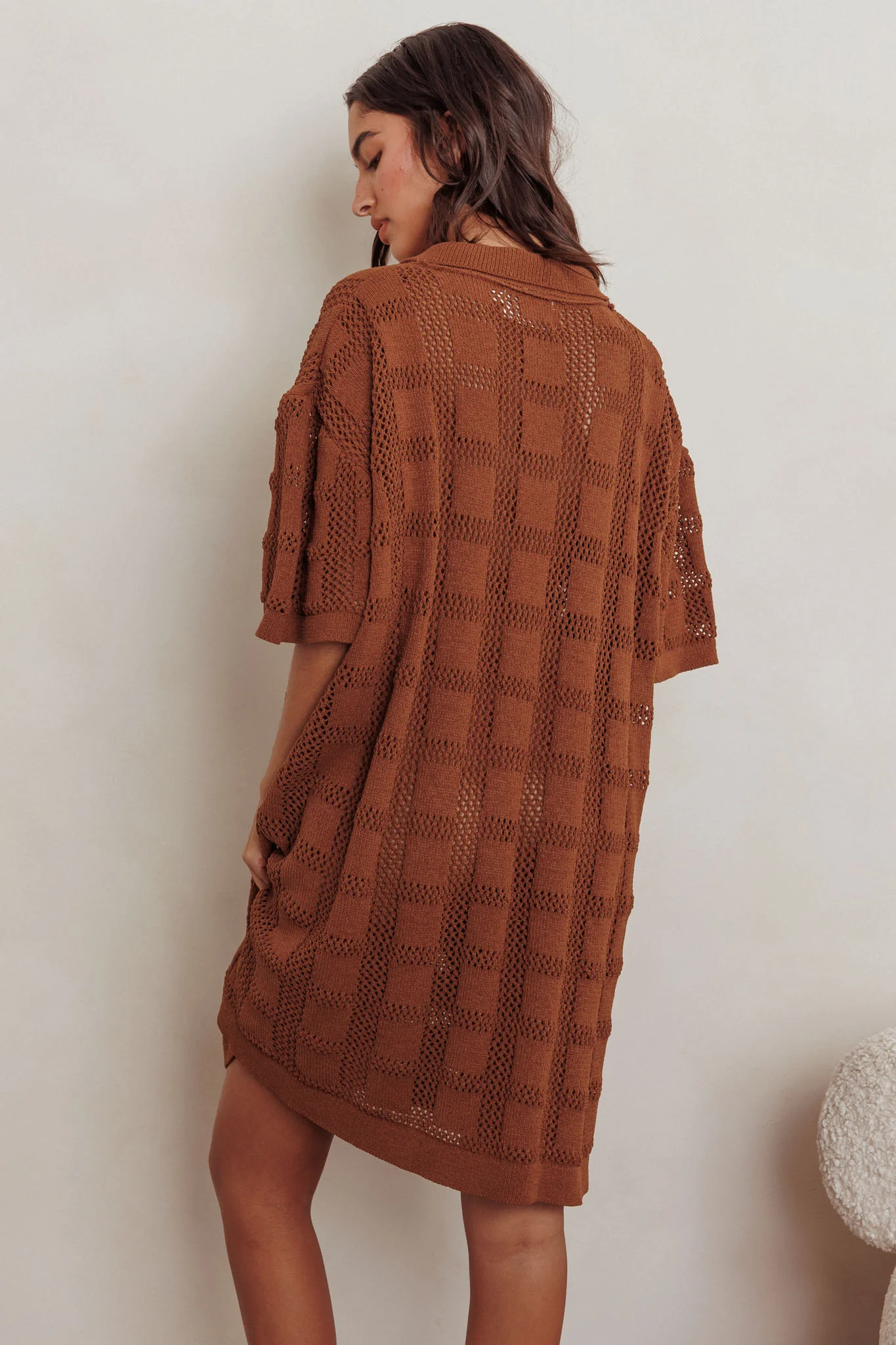 Best Friend Knit Shirt Dress Chocolate
