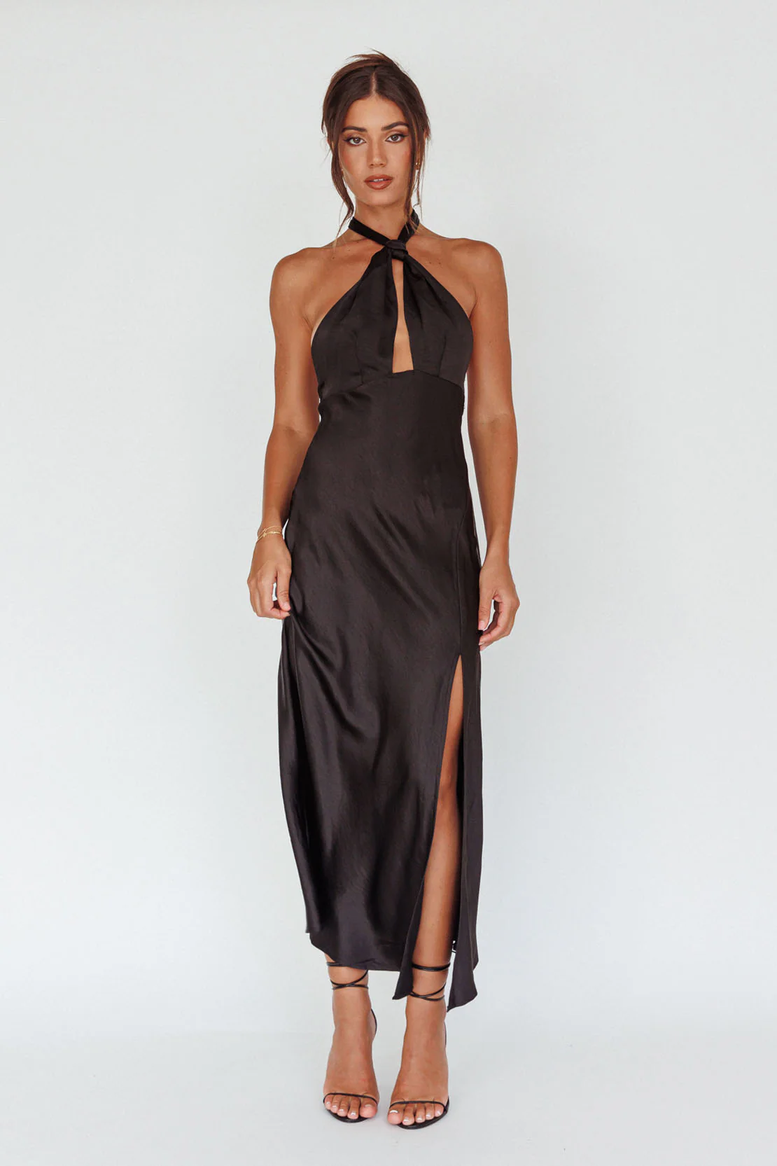 Te Amo Halterneck Open Back Midi Dress Black