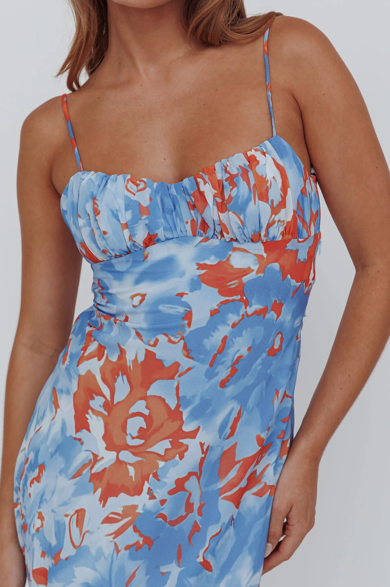 Nerida Twist Back Maxi Dress Abstract Blue