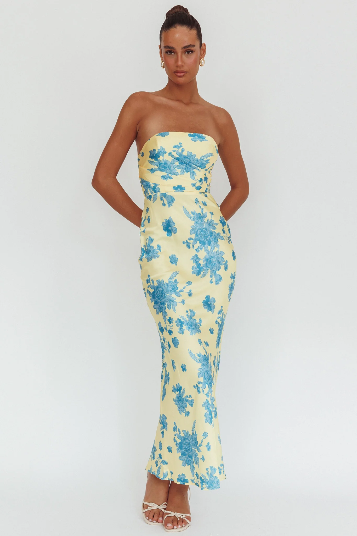 City Of Stars Strapless Maxi Dress Floral Yellow