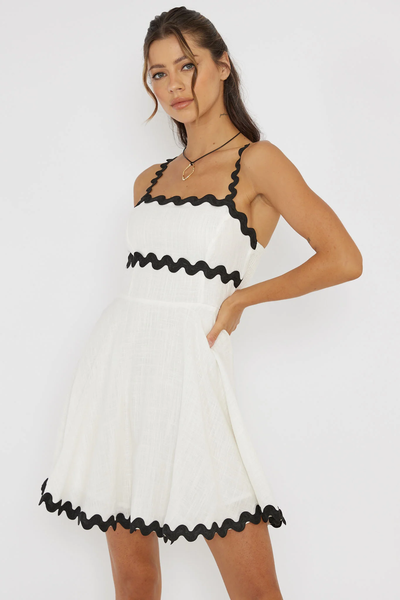 Won Me Over Ric Rac Trim Mini Dress White