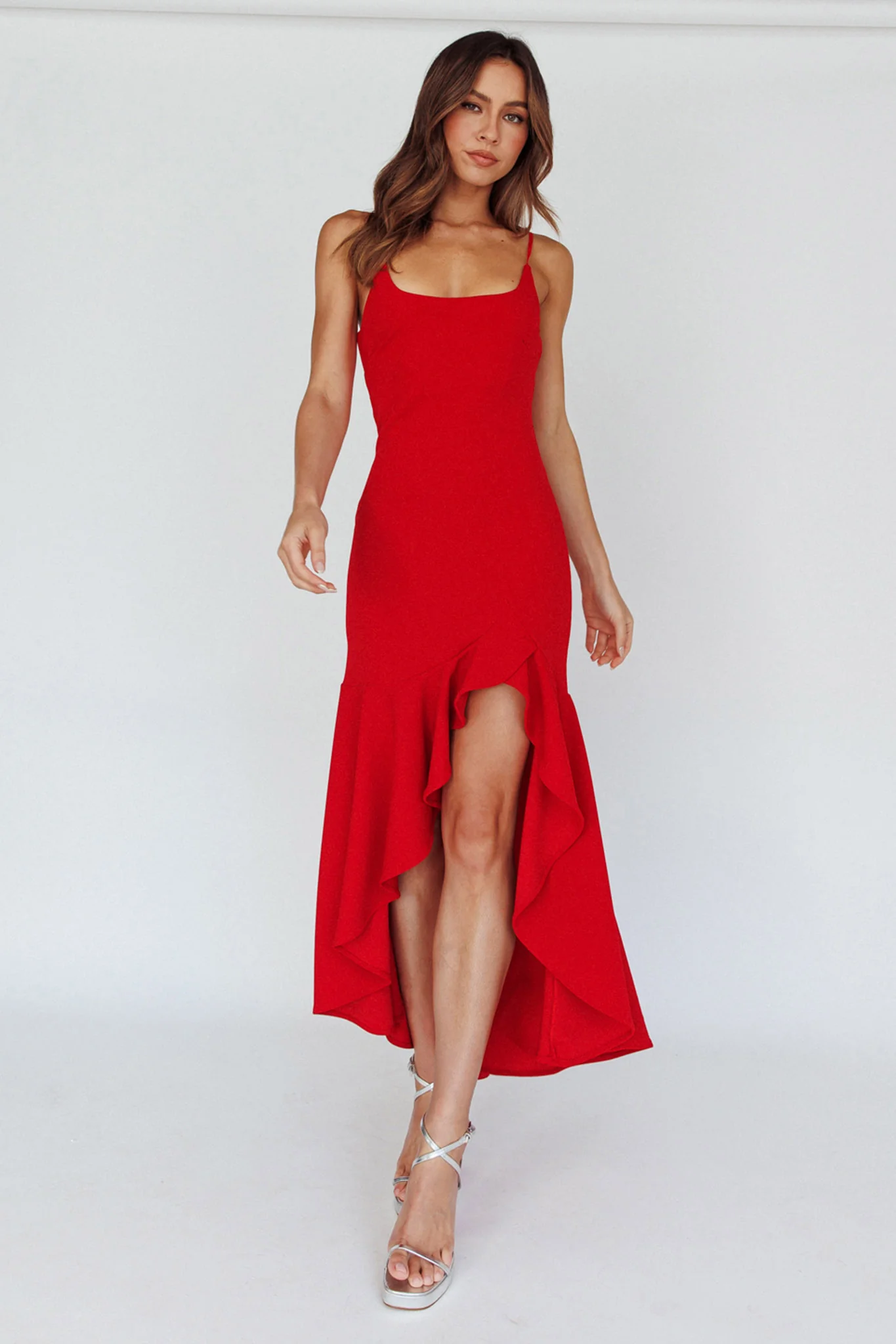 Emoji Asymmetrical Hemline Dress Red