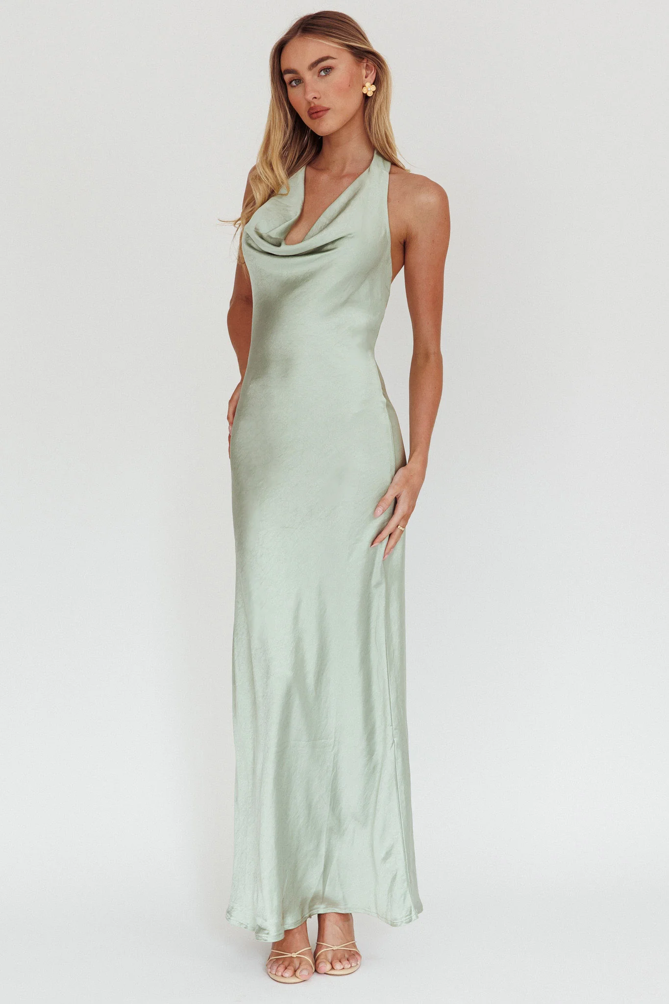 Element Halterneck Maxi Dress Matcha