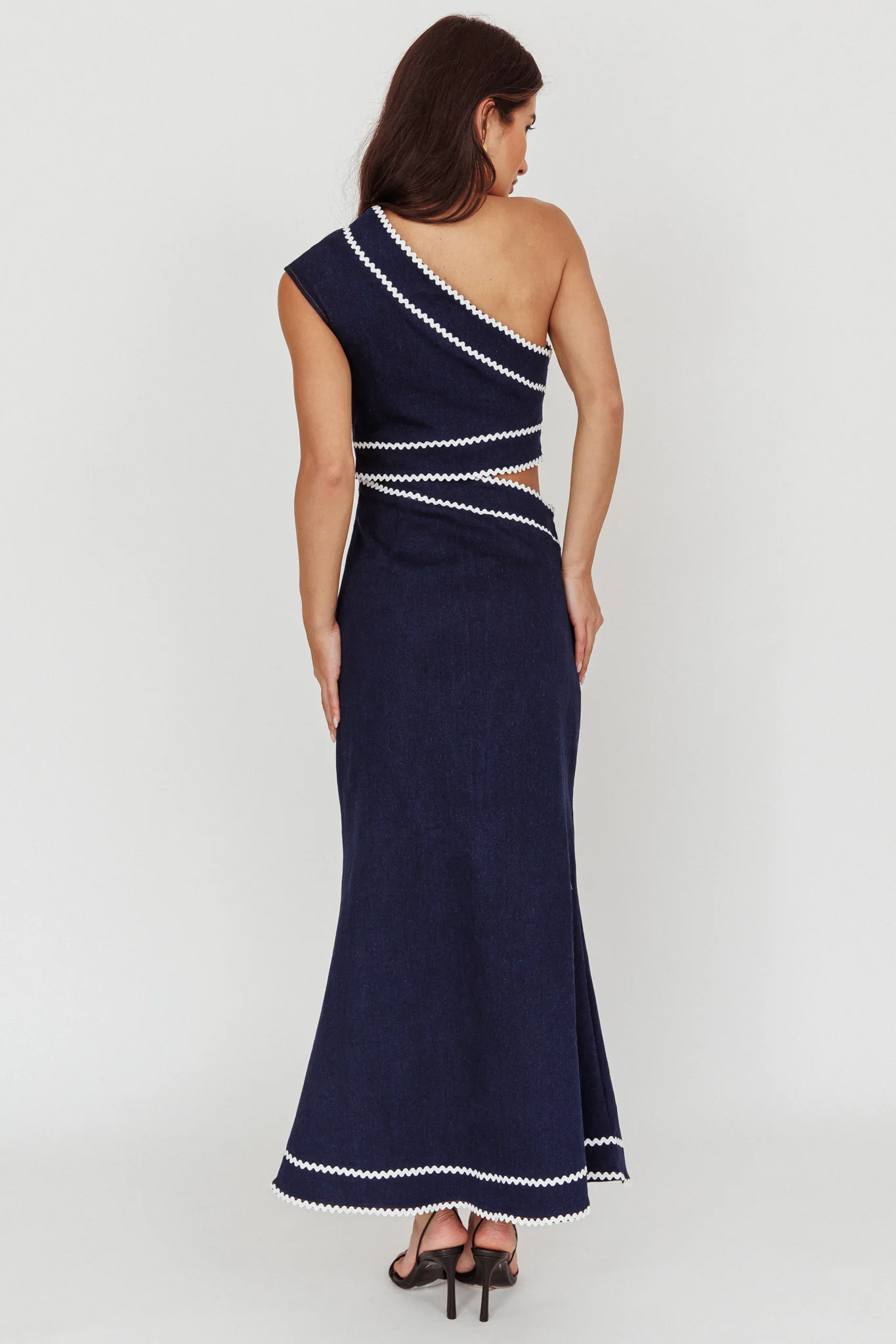 Mahli One-Shoulder Cut-Out Maxi Dress Dark Denim