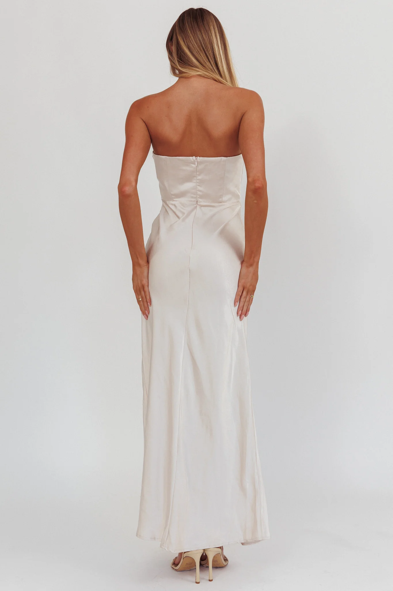 City Of Stars Strapless Maxi Dress Champagne