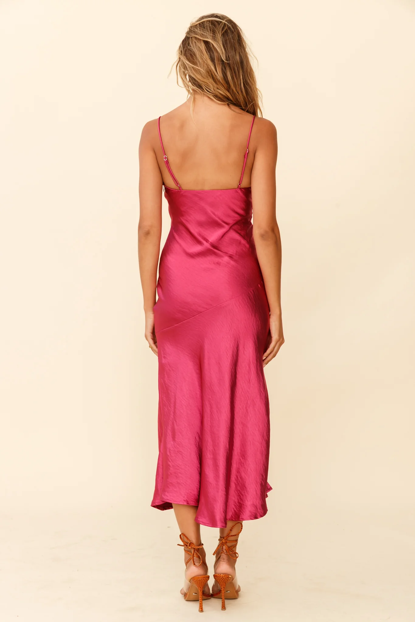 Well Versed Pleated Bust Front Split Dress Fuchsia