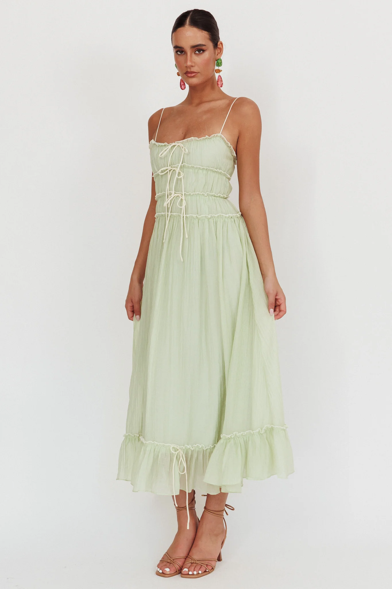 Maidens Tie Accent Maxi Dress Sage
