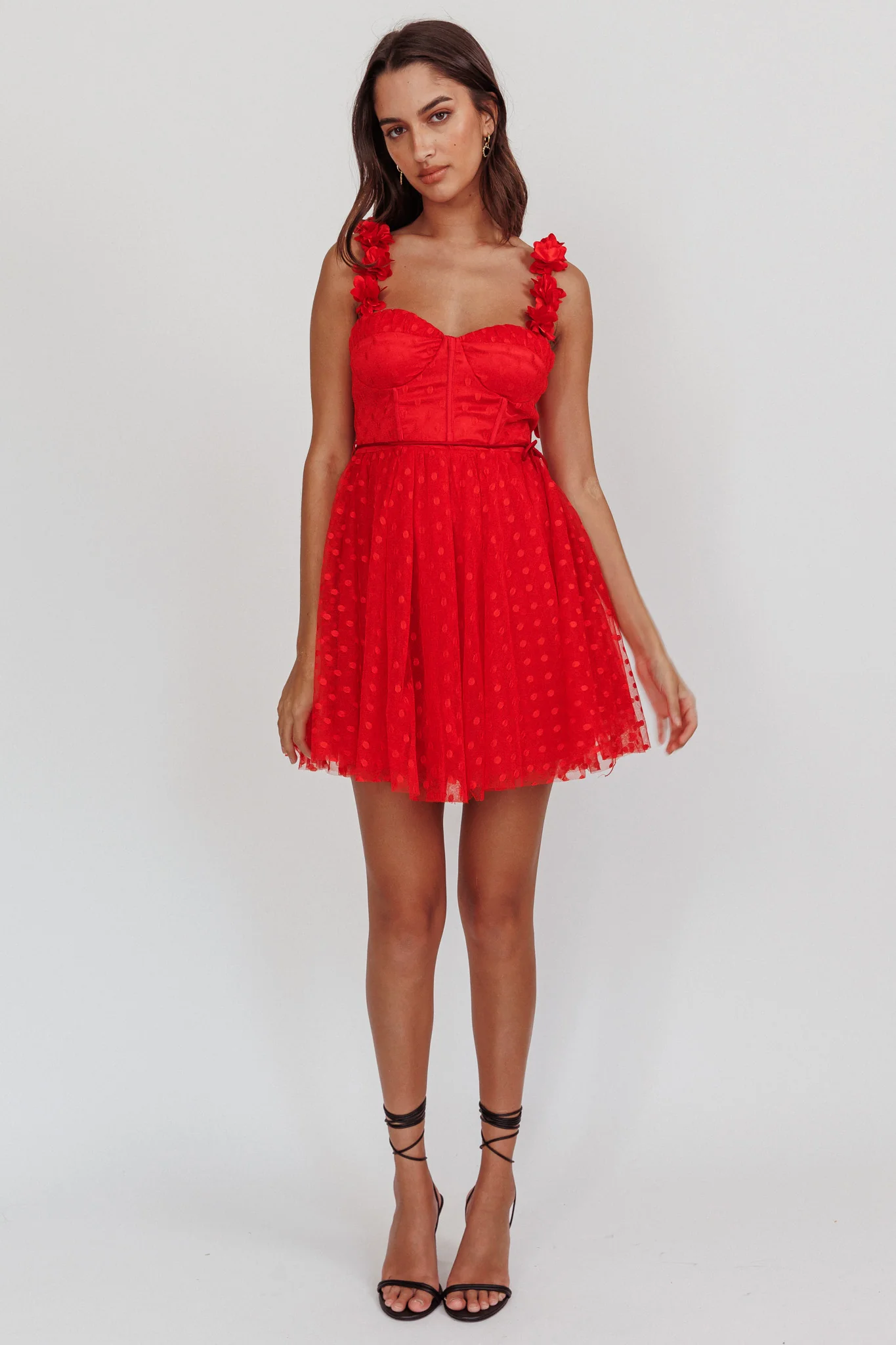 Fairytale Dream Floral Strap Mini Dress Red