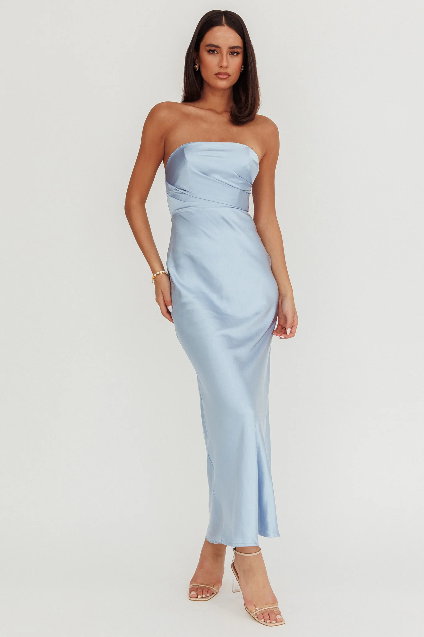 City Of Stars Strapless Maxi Dress Baby Blue