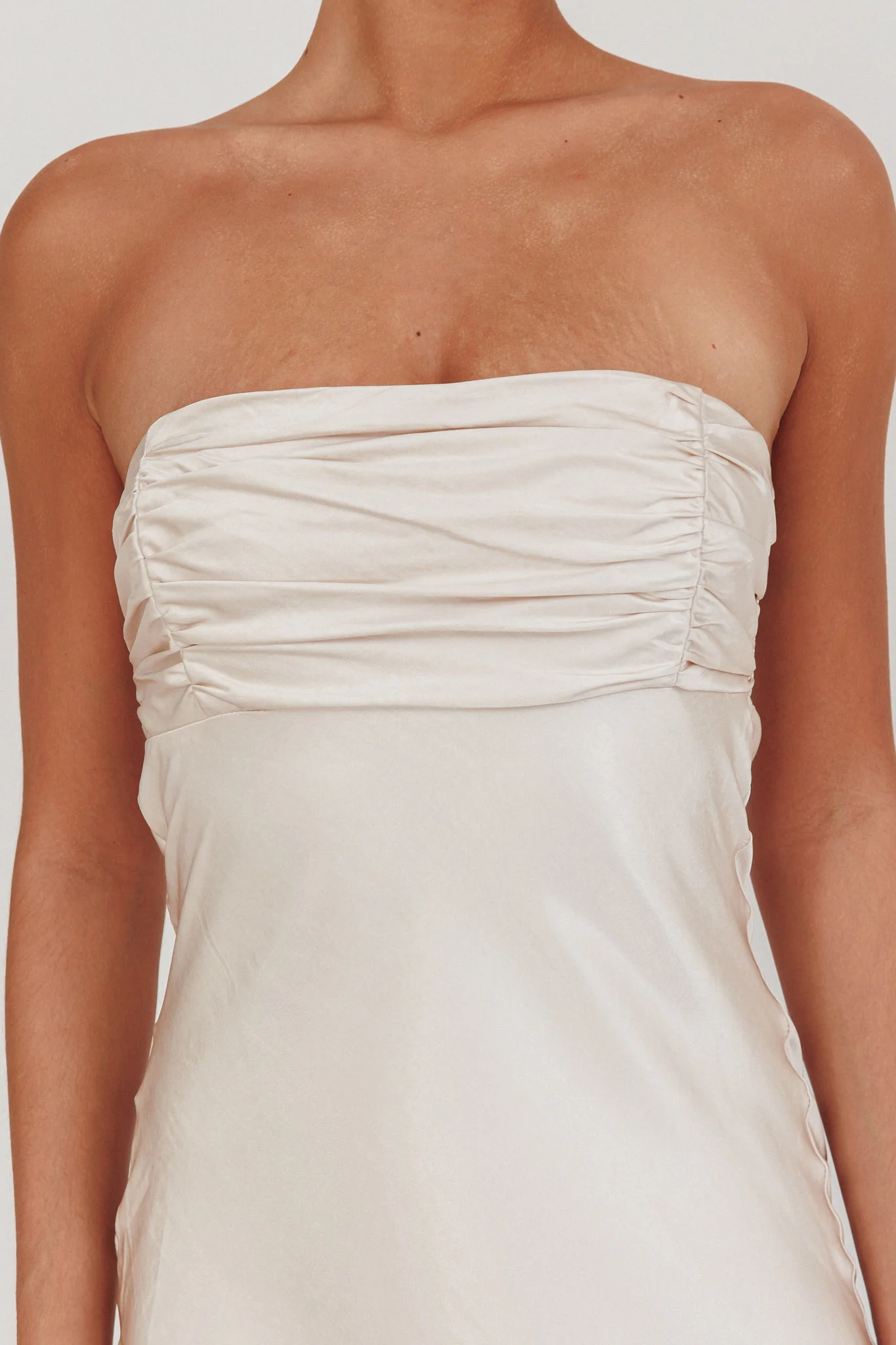 Moon Song Strapless Laced Back Dress Champagne