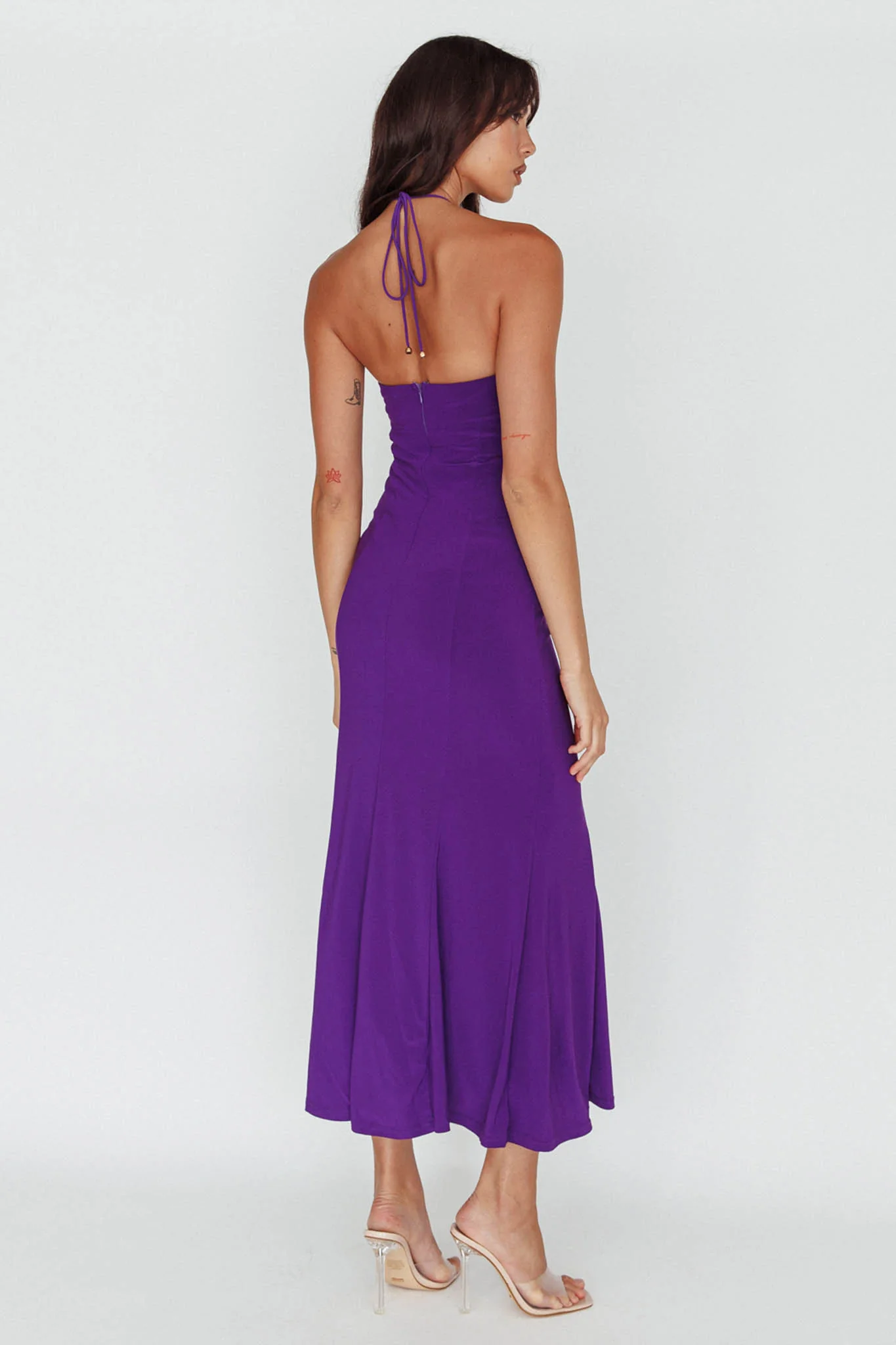 Ibiza Sunset Bust Flower Midi Dress Purple
