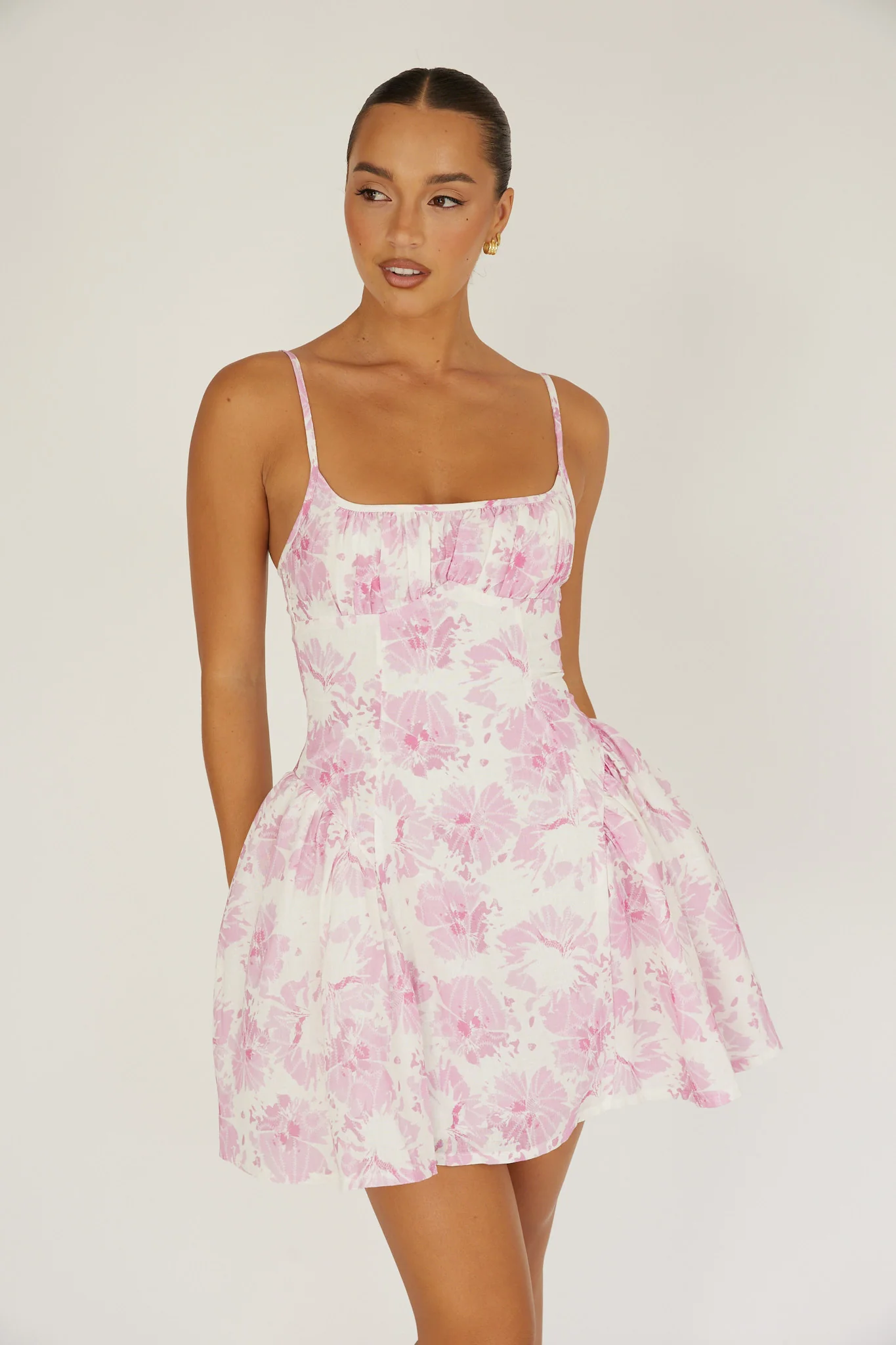 Courting Cami Strap Mini Dress Floral Pink