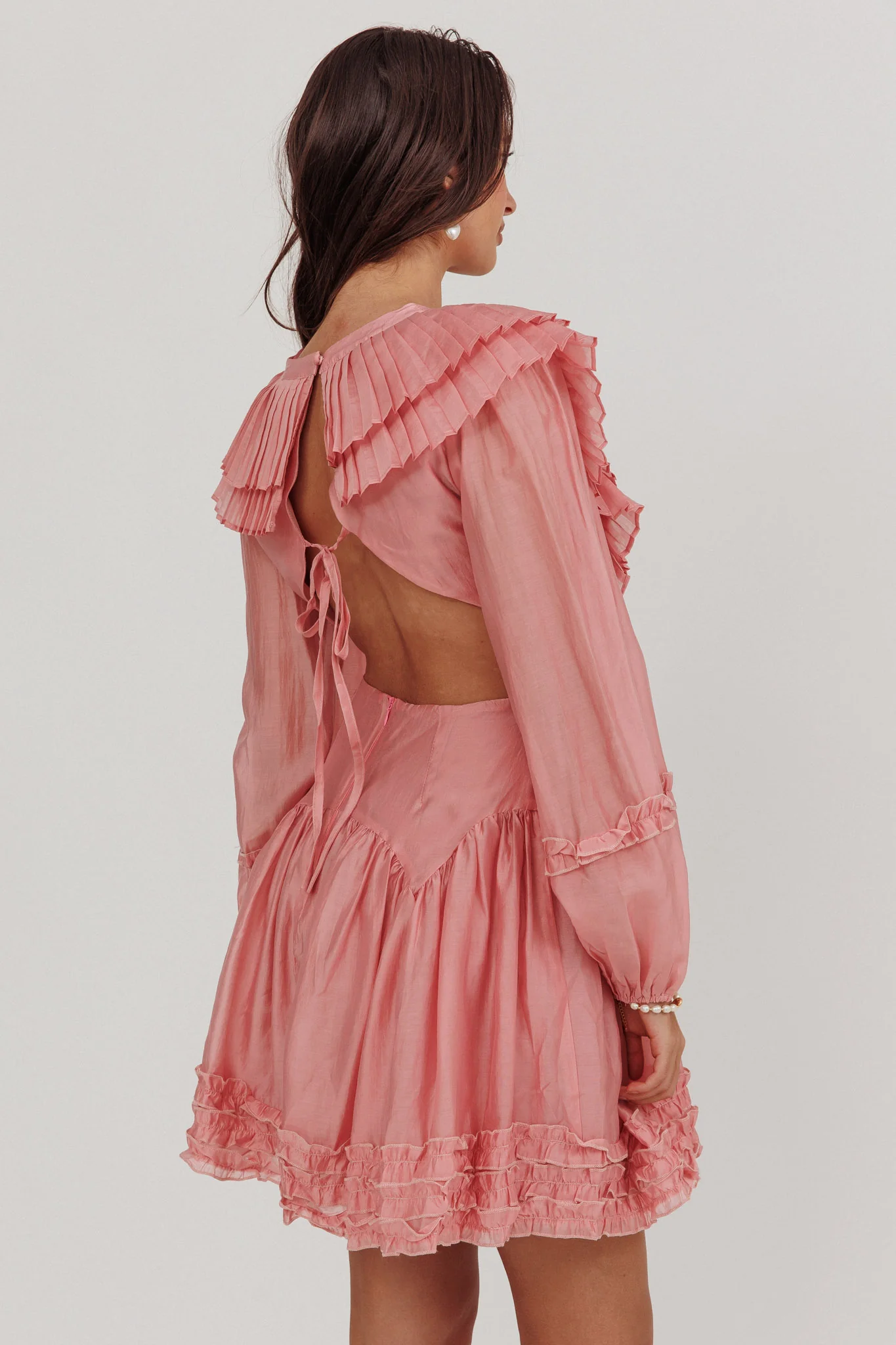Alive Pleated Sailor Collar Mini Dress Dusty Pink