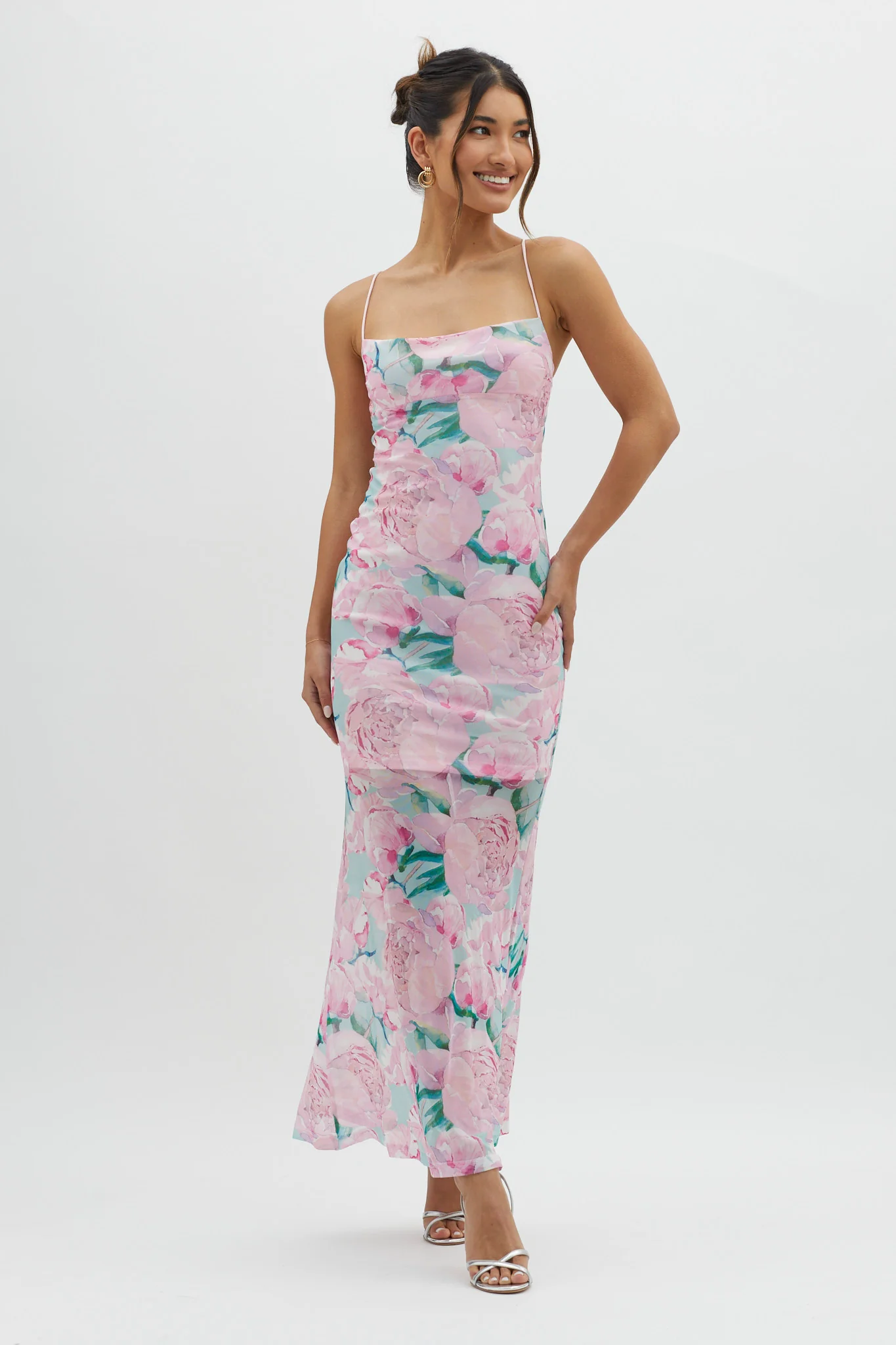 Letting Go Tie-Up Back Maxi Floral Pink