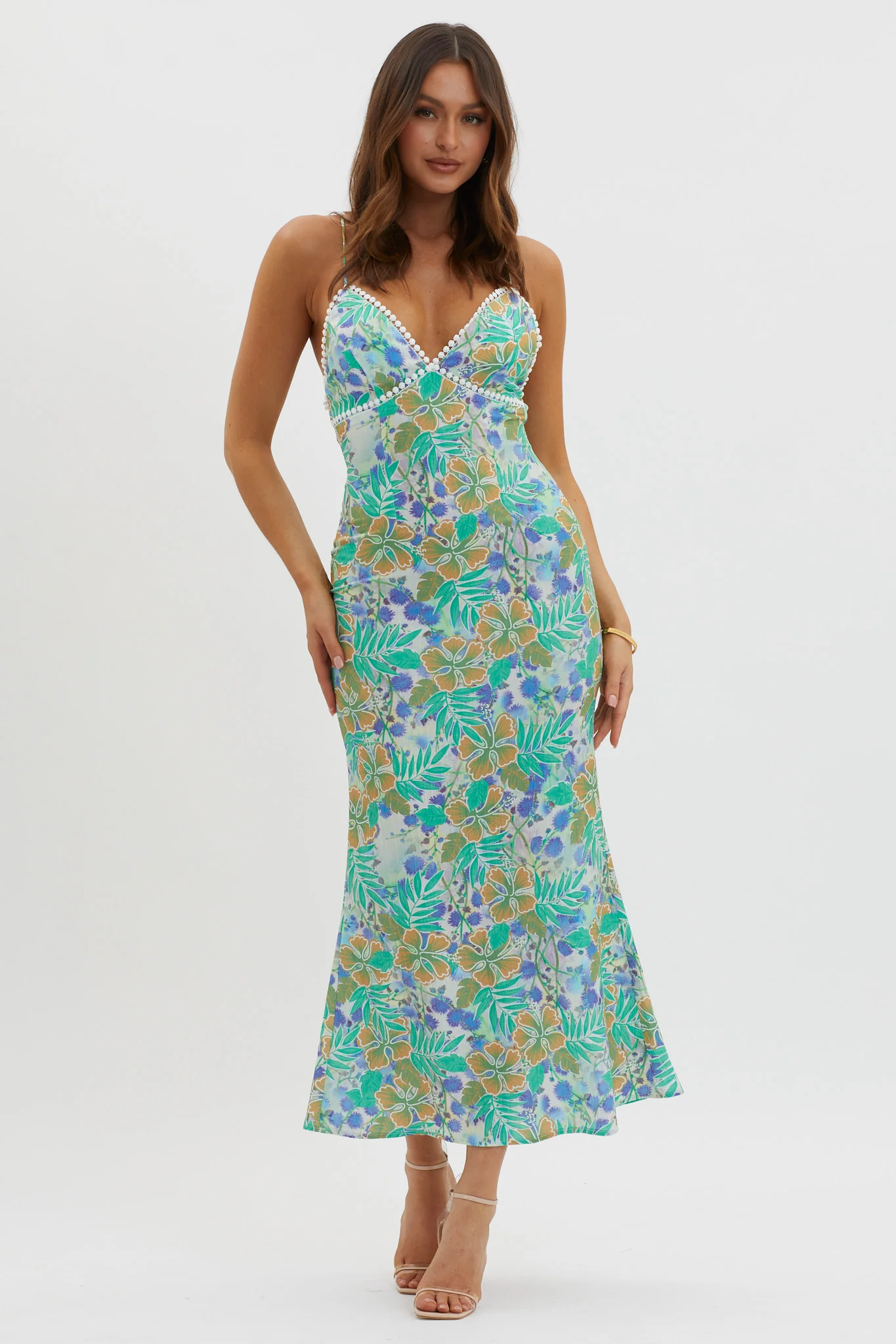 New Acquaintance Low Back Dress Floral Blue