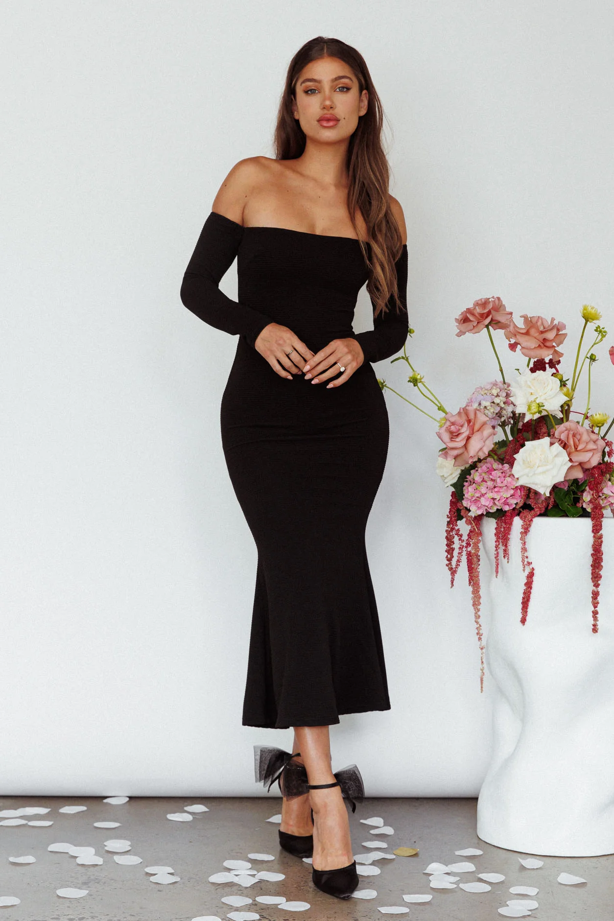 Speakeasy Off-Shoulder Maxi Dress Black