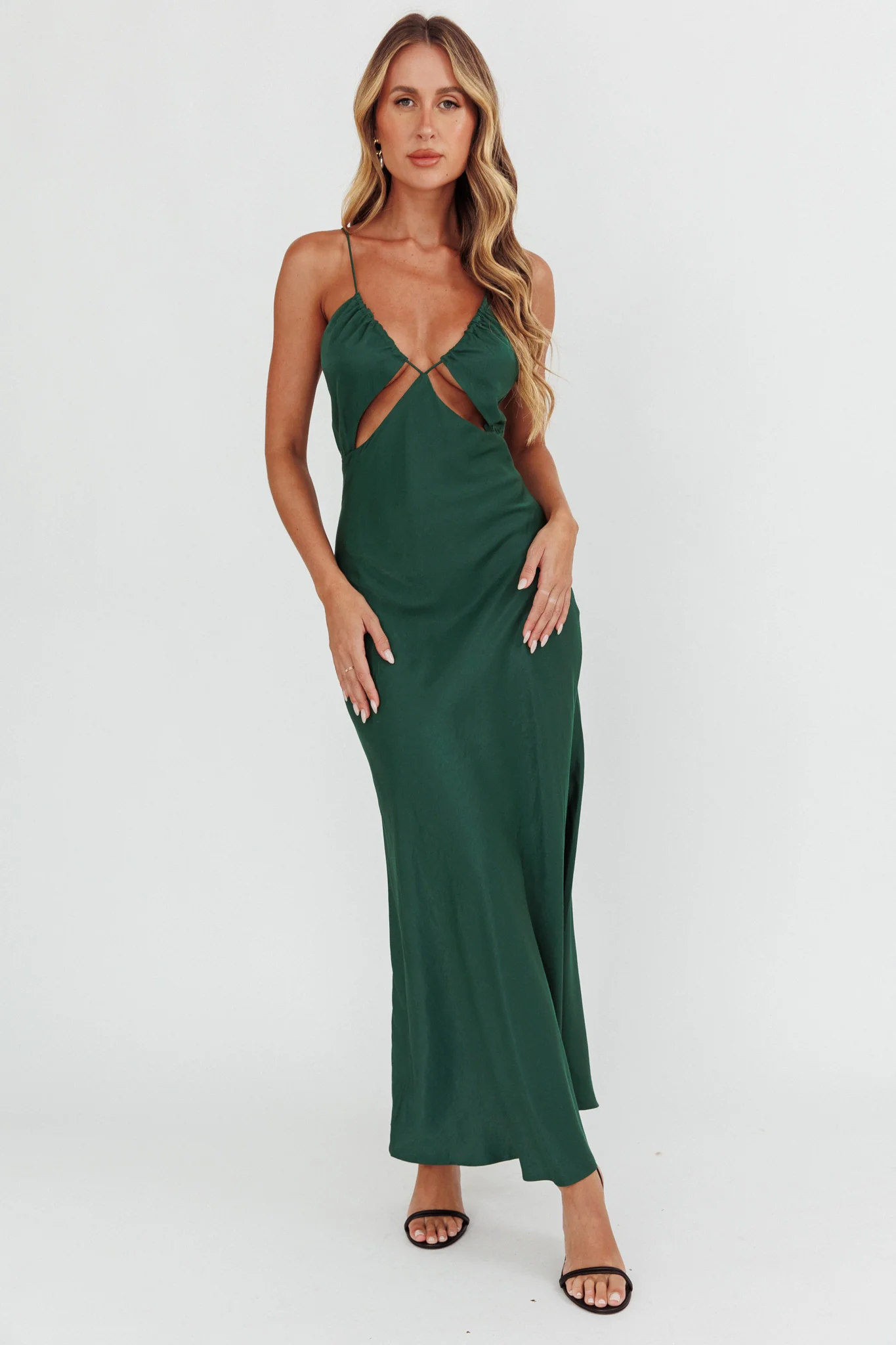 Casa Nova Cut-Out String Dress Emerald