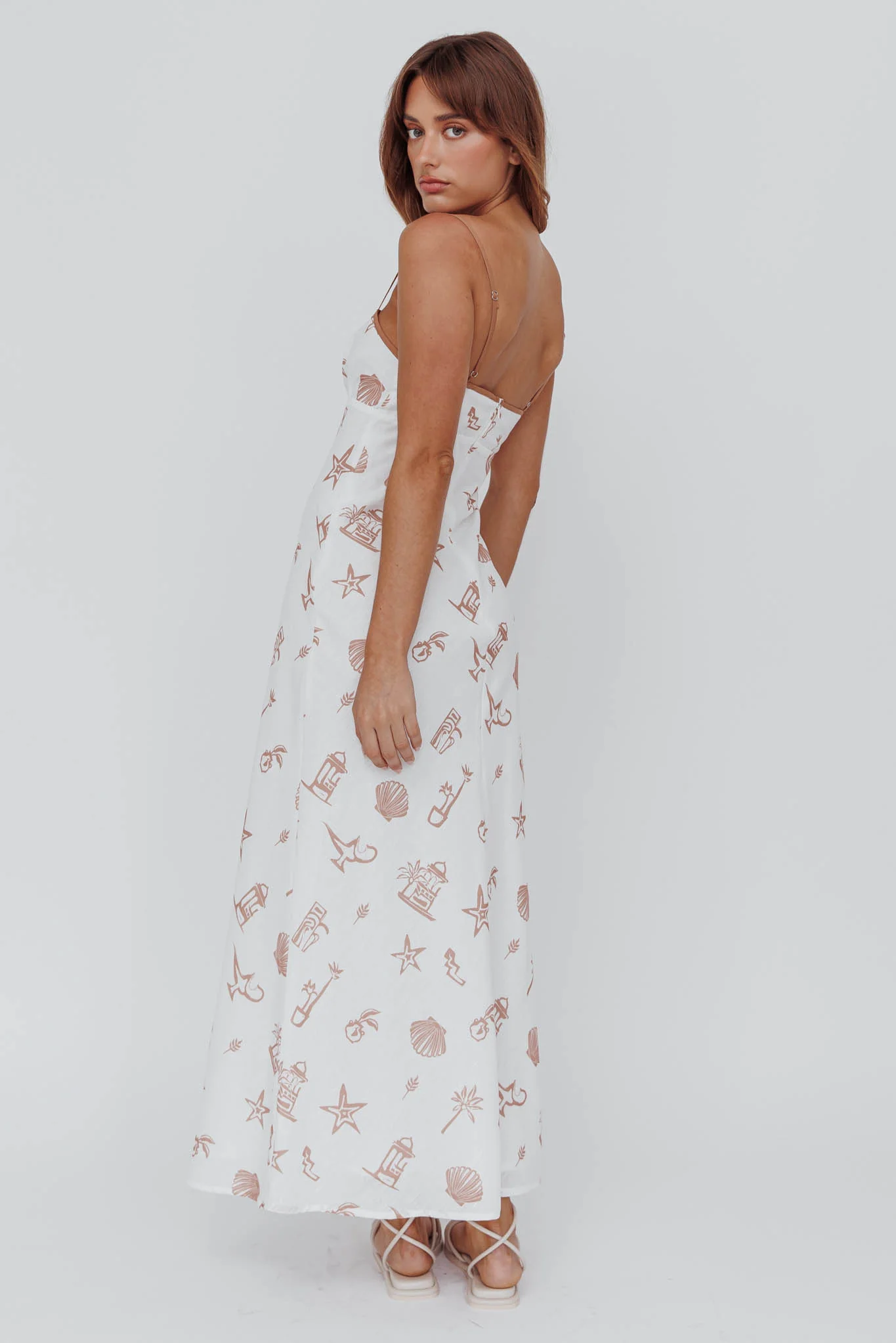 Roll With It Square Neckline Maxi Dress Beige