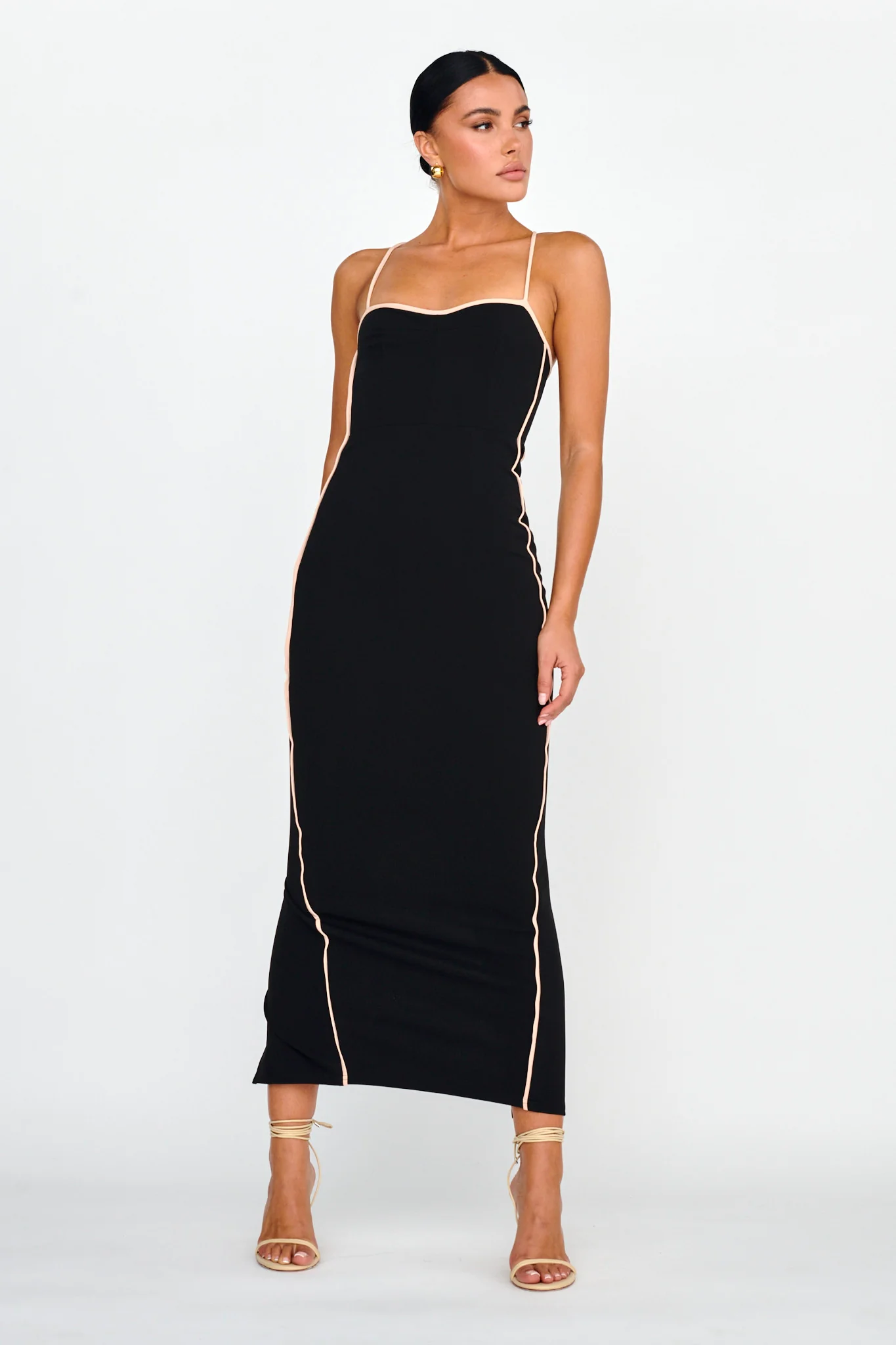 Future Awaits Lace-Up Back Maxi Dress Black