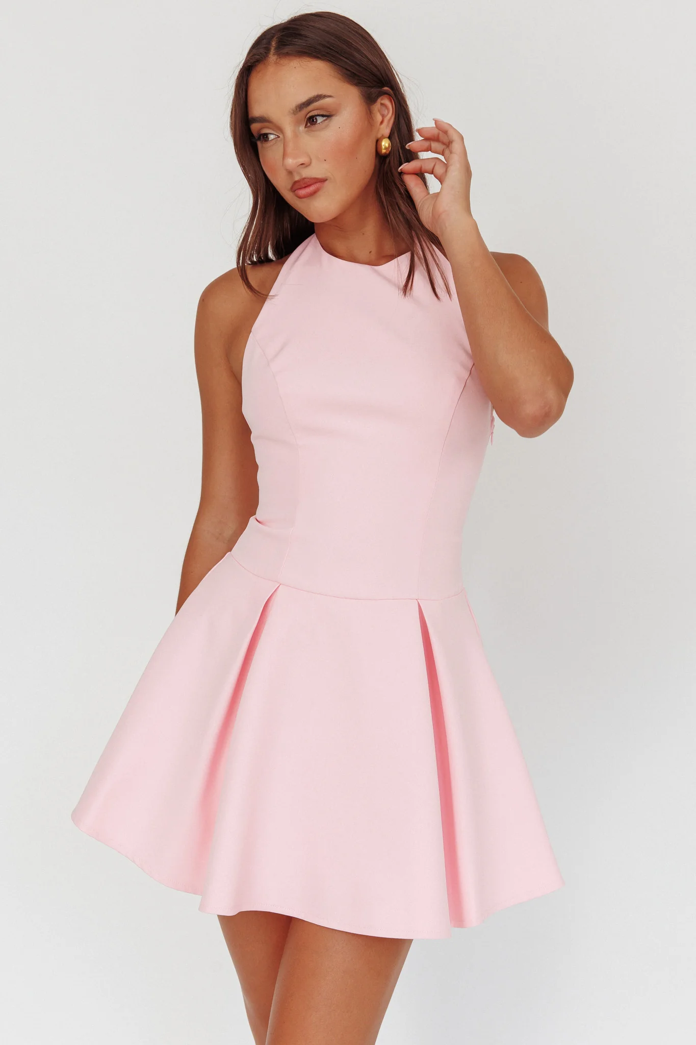 Hype Girl Box Pleat Mini Dress Pink