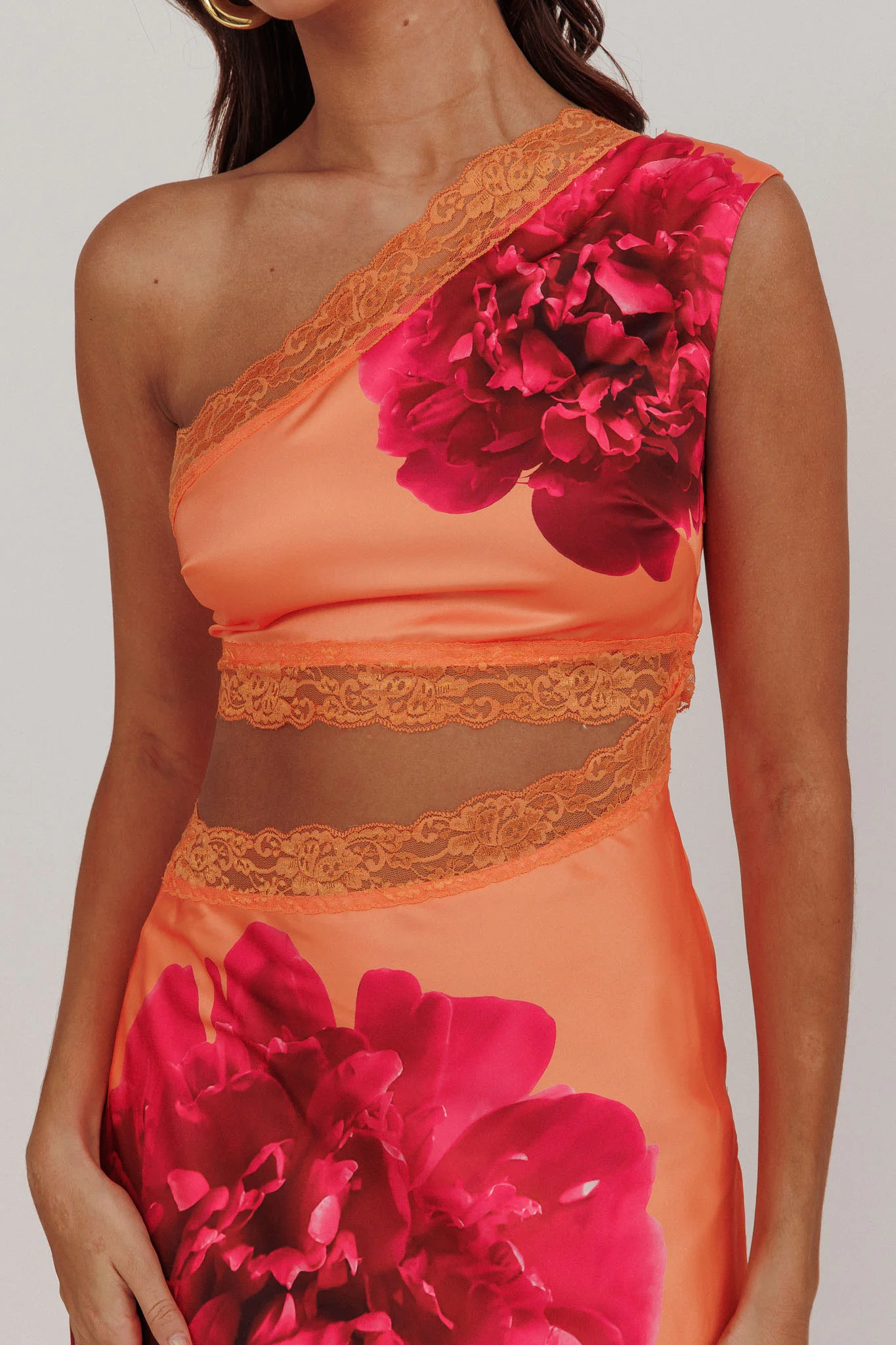 Mahli One-Shoulder Cut-Out Maxi Dress Orange