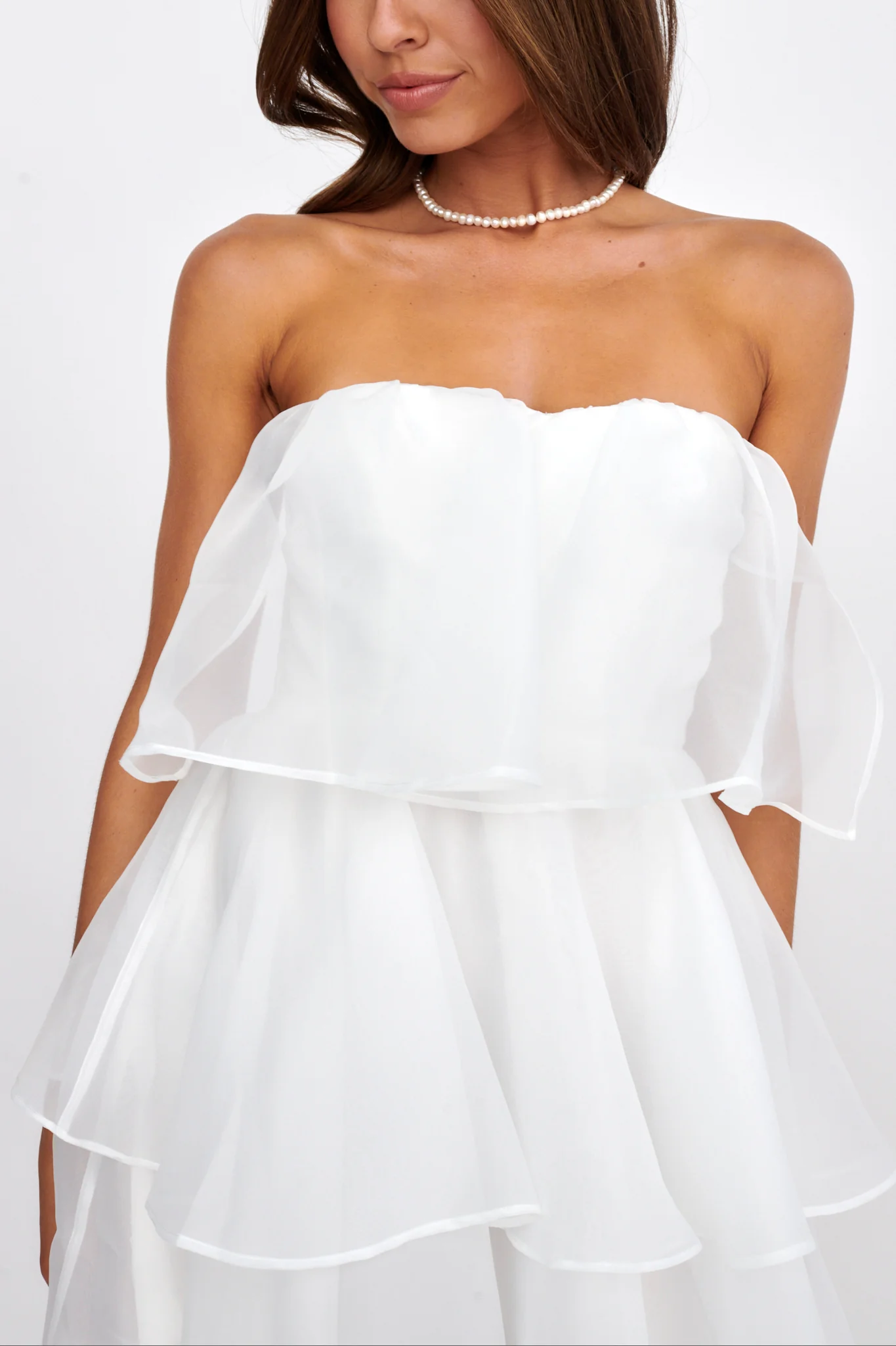 Behati Tiered Layer Mini Dress White