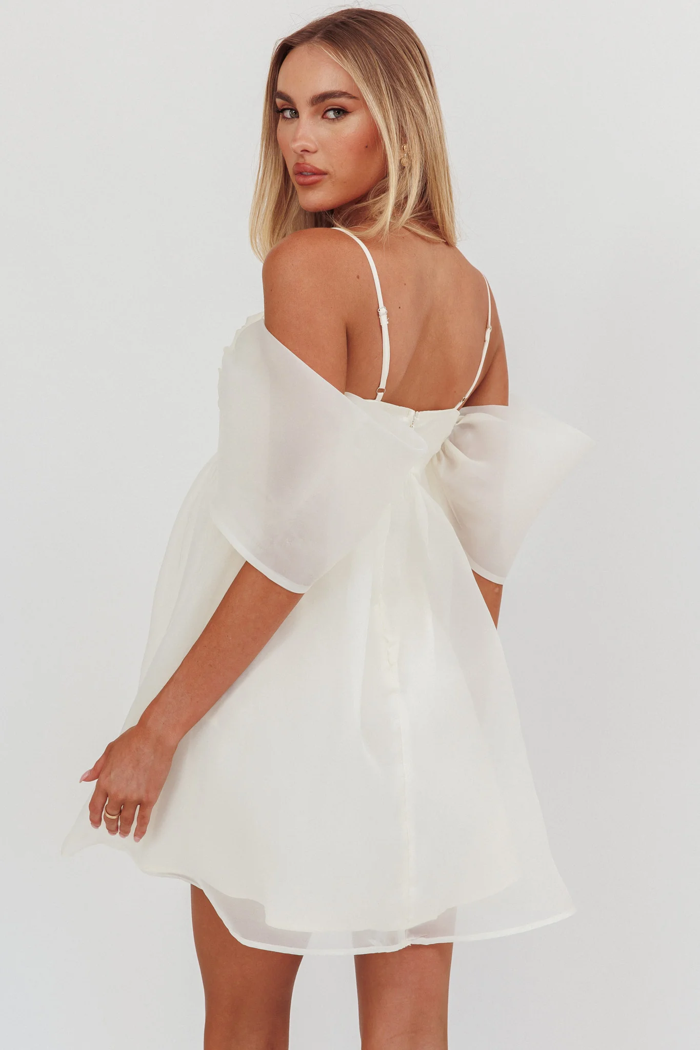 Little Liar Organza Mini Dress Light Beige