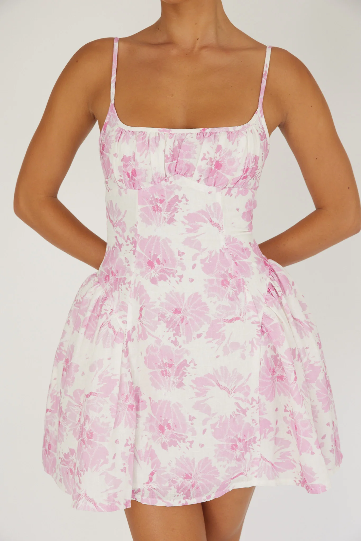 Courting Cami Strap Mini Dress Floral Pink